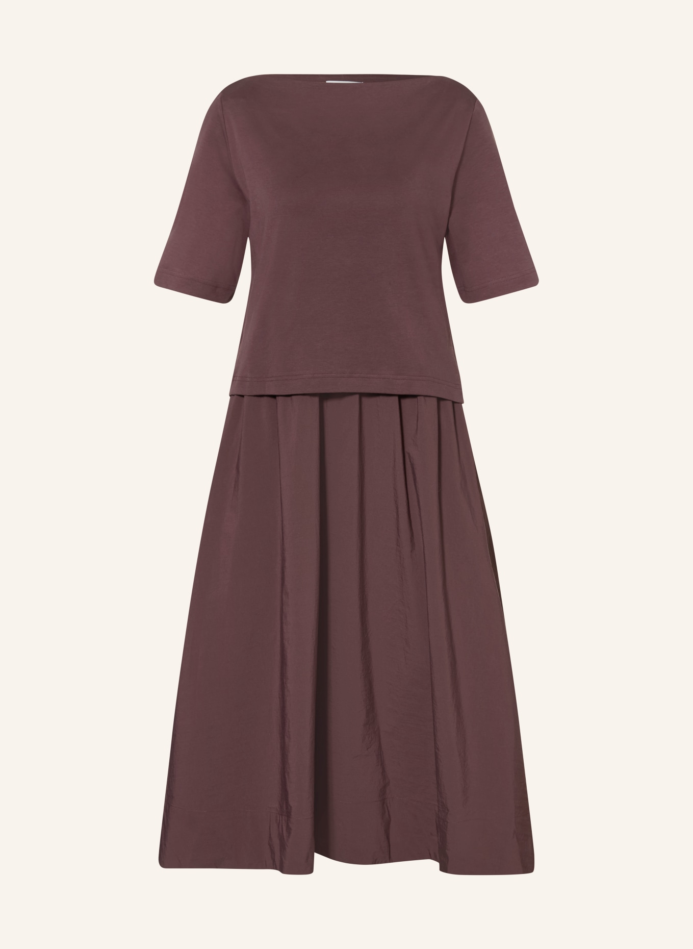 COS Šaty z kombinace materiálů: TMAVĚ HNĚDÁ