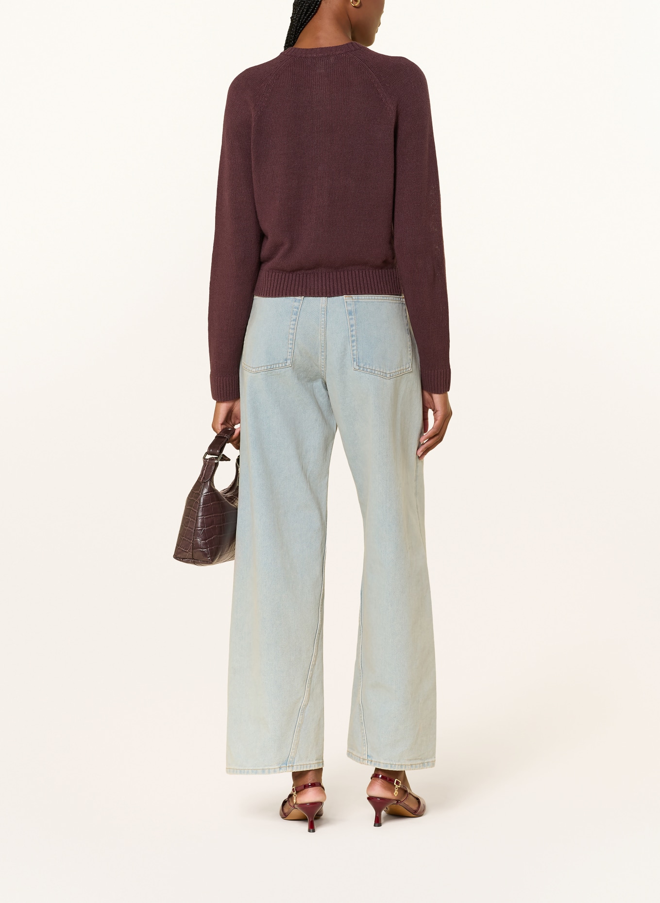 COS Strickjacke aus Leinen: DUNKELBRAUN