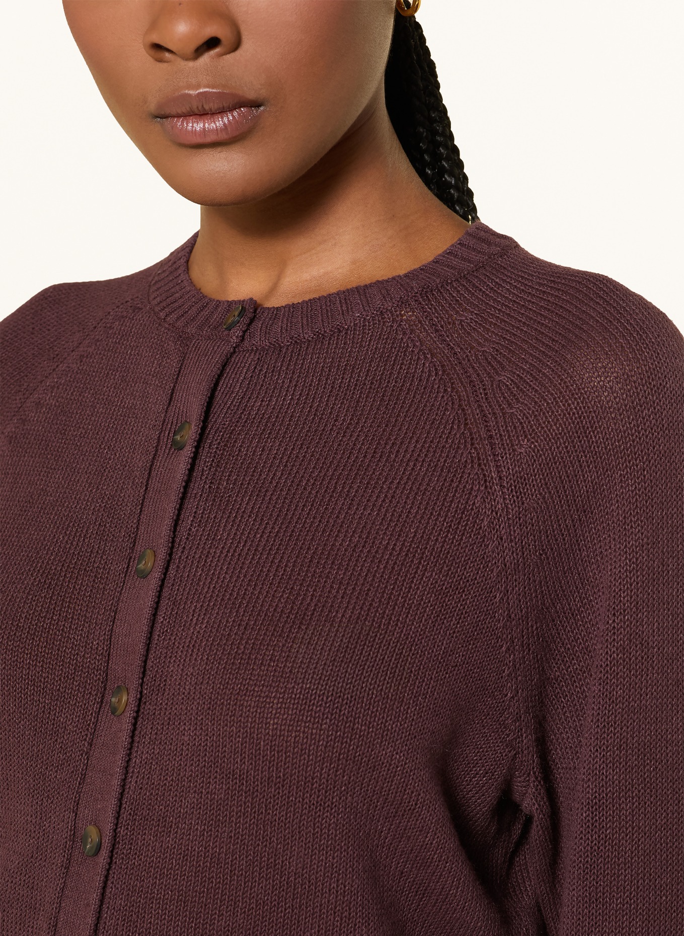 COS Strickjacke aus Leinen: DUNKELBRAUN