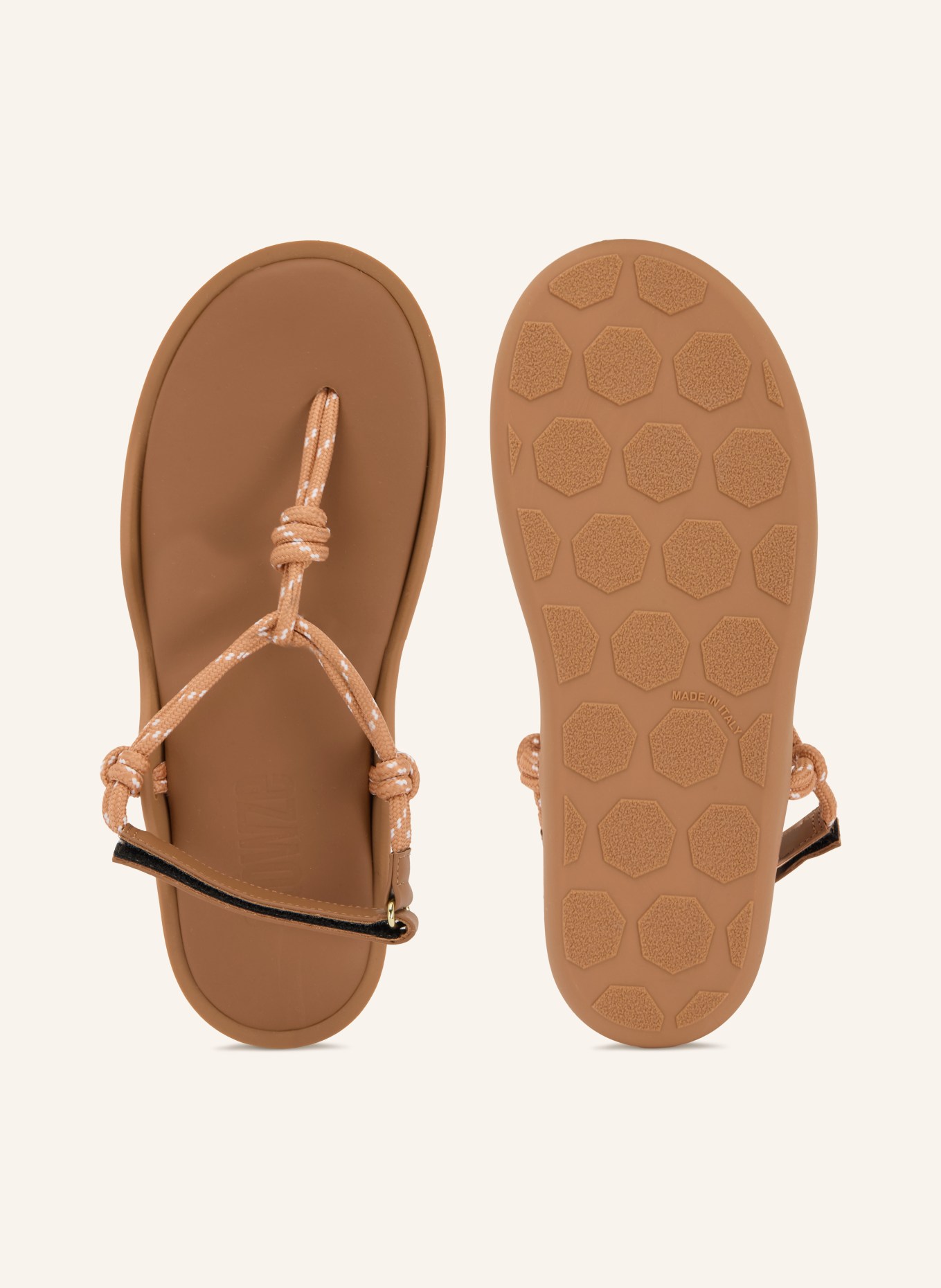 Flòwze Zehentrenner: COGNAC / WEISS