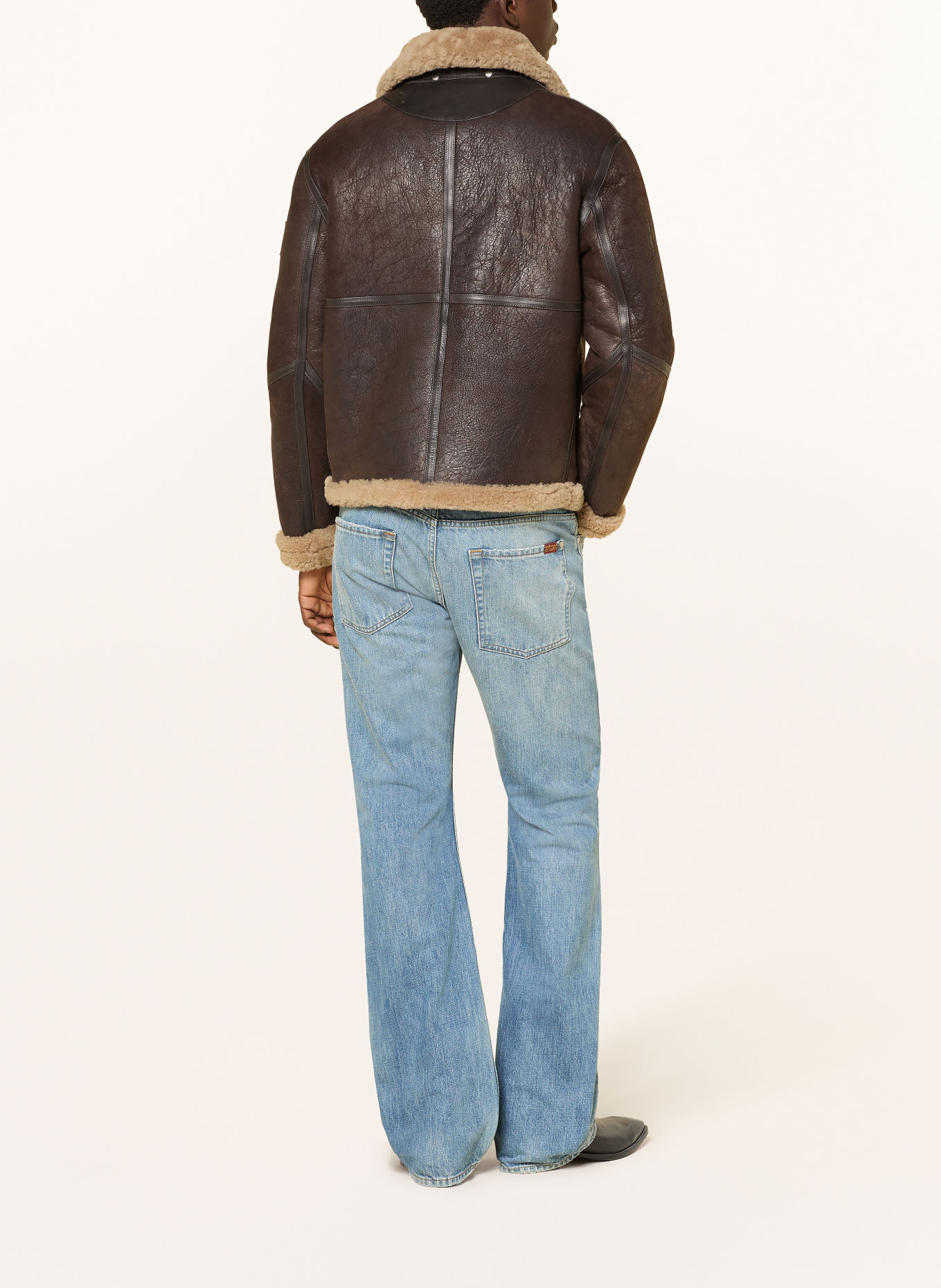 BELSTAFF Kurtka skórzana WINTERBROOK: CIEMNOBRĄZOWY / BEŻOWY