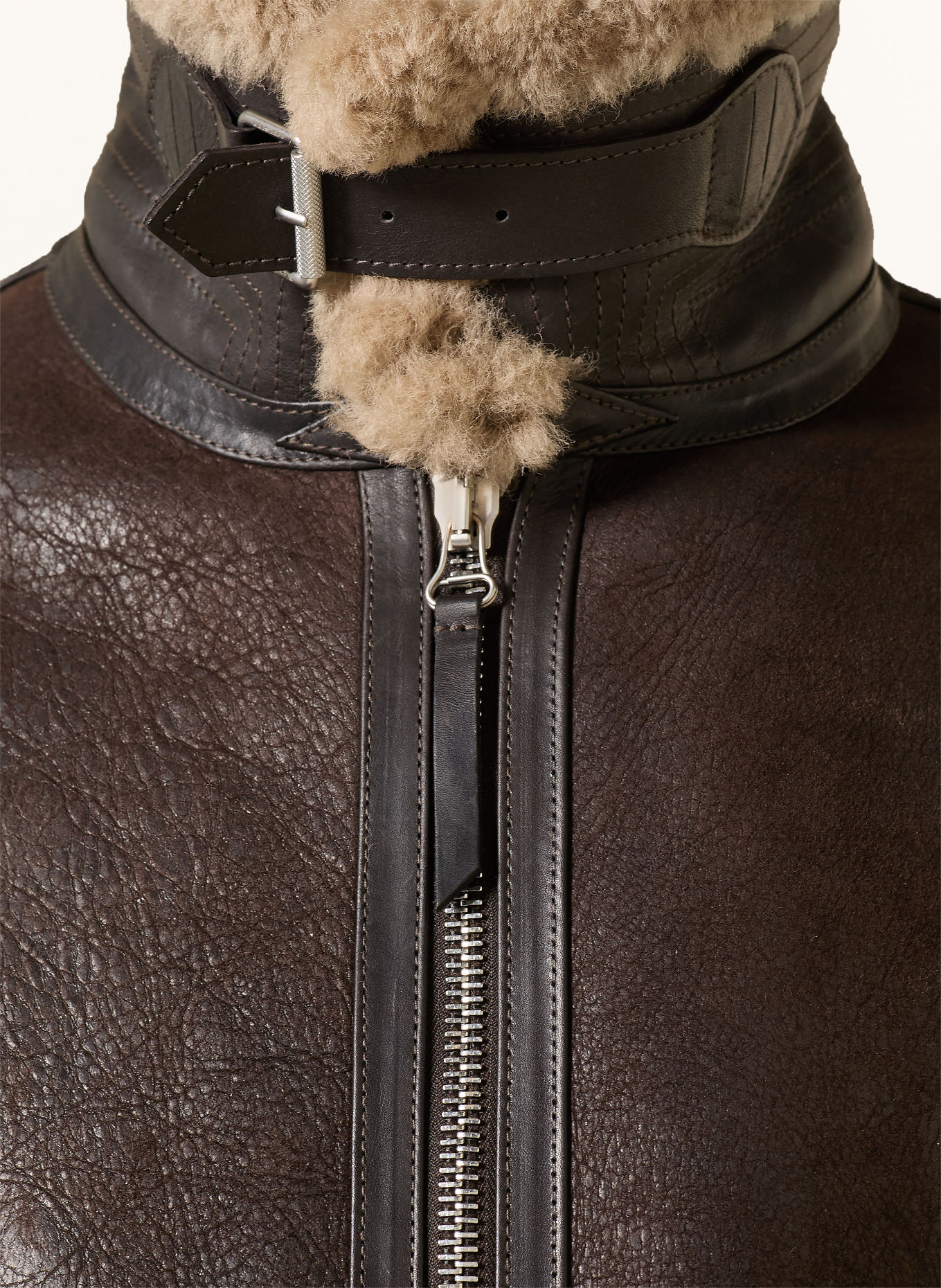 BELSTAFF Kurtka skórzana WINTERBROOK: CIEMNOBRĄZOWY / BEŻOWY