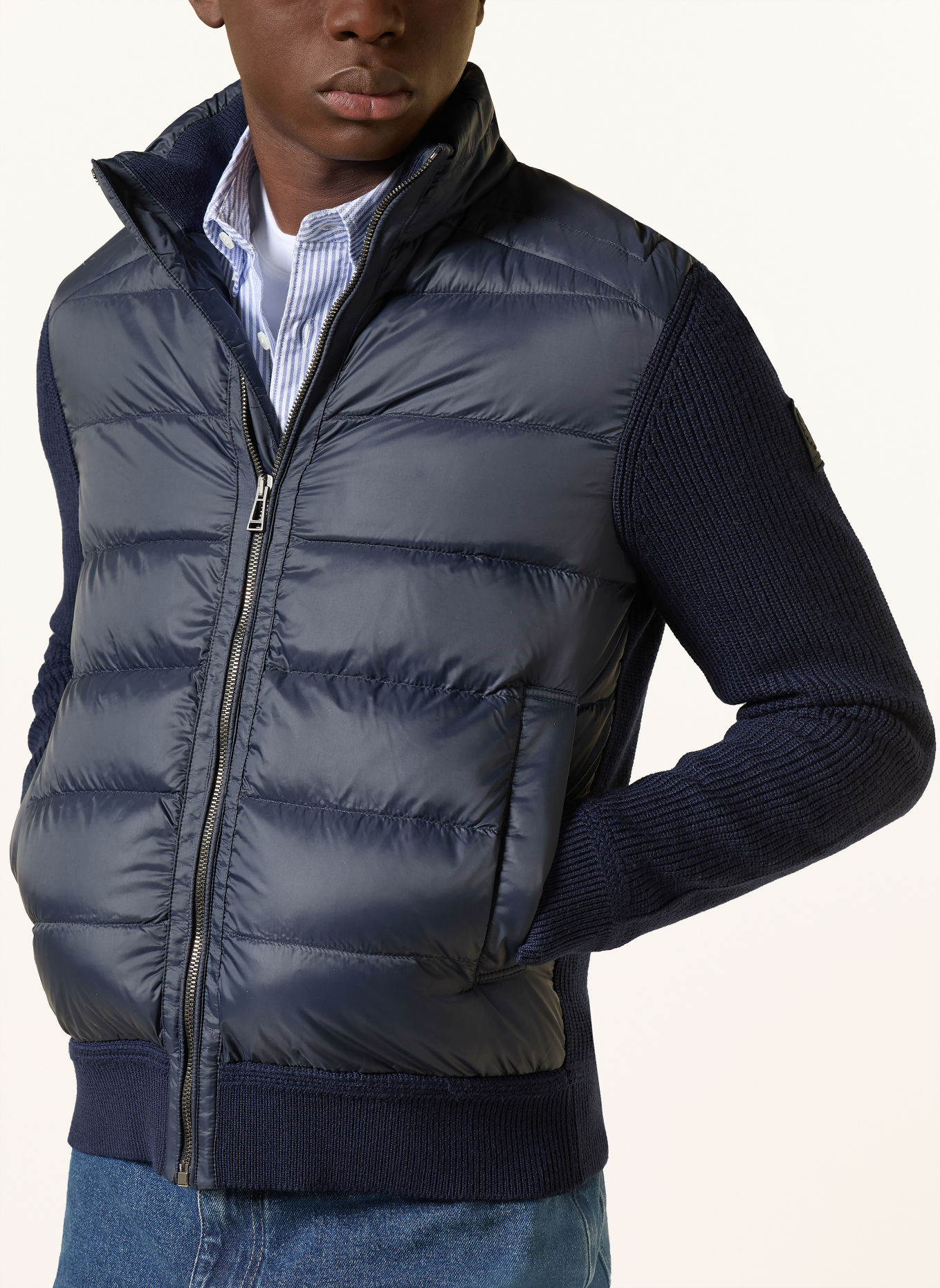 BELSTAFF COMPOUND lightweight down jacket in a blend of materials: DARK BLUE