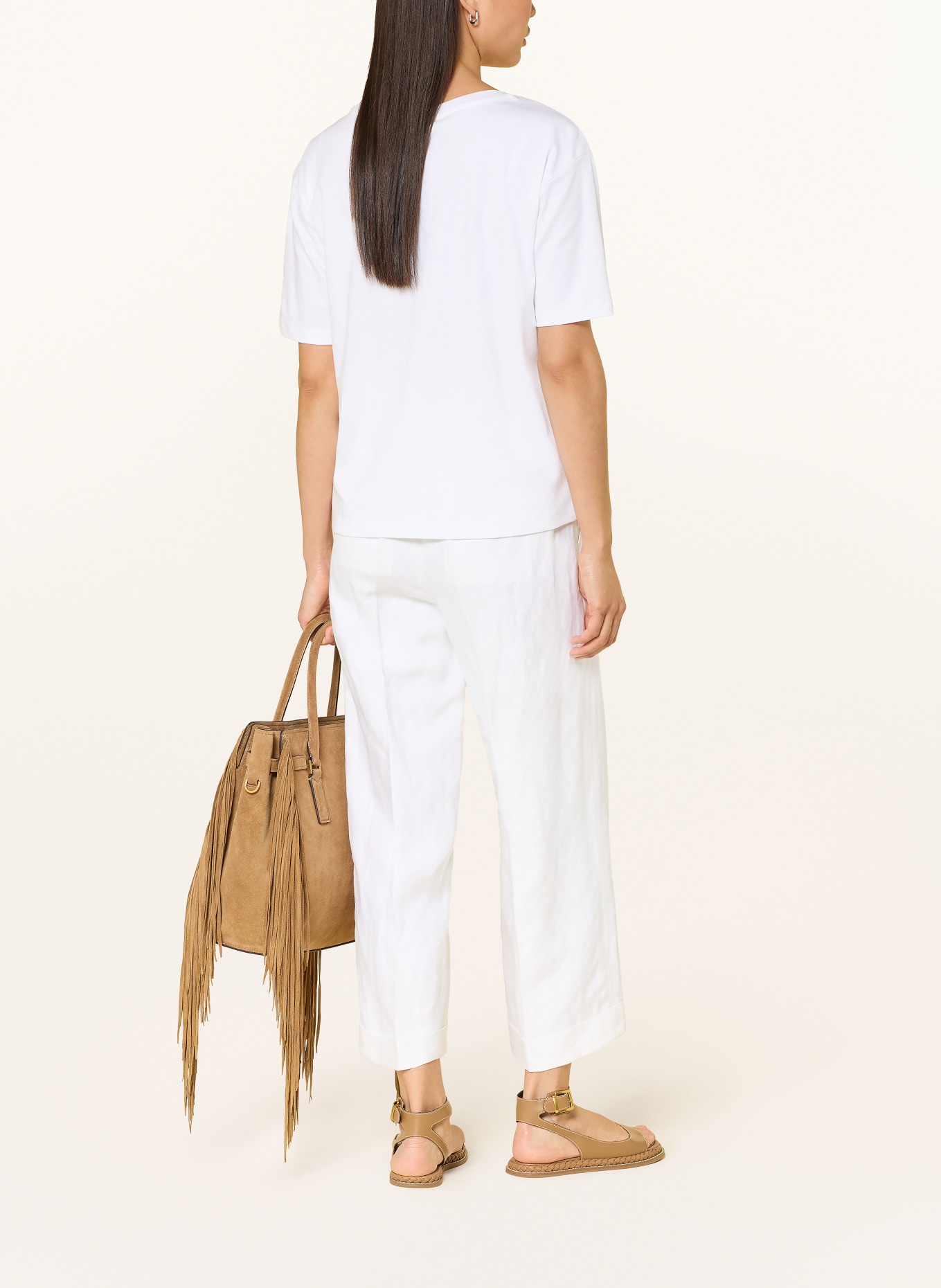 monari T-Shirt mit Schmucksteinen: WEISS / BEIGE