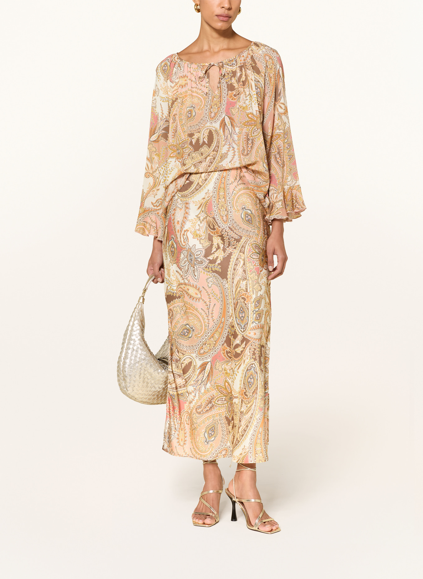 monari Jupe en satin: CRÈME / TAUPE / SAUMON