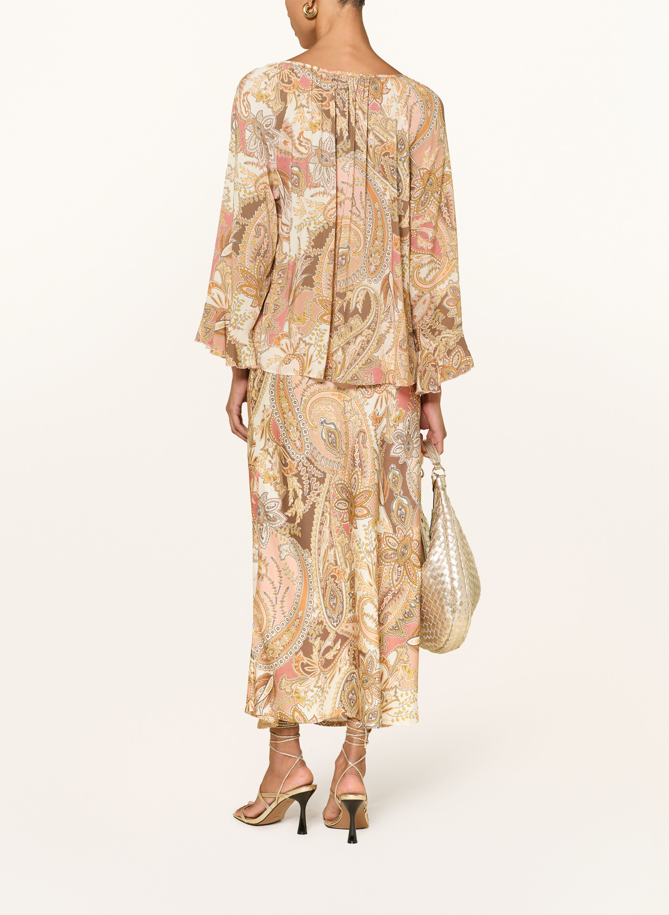 monari Jupe en satin: CRÈME / TAUPE / SAUMON