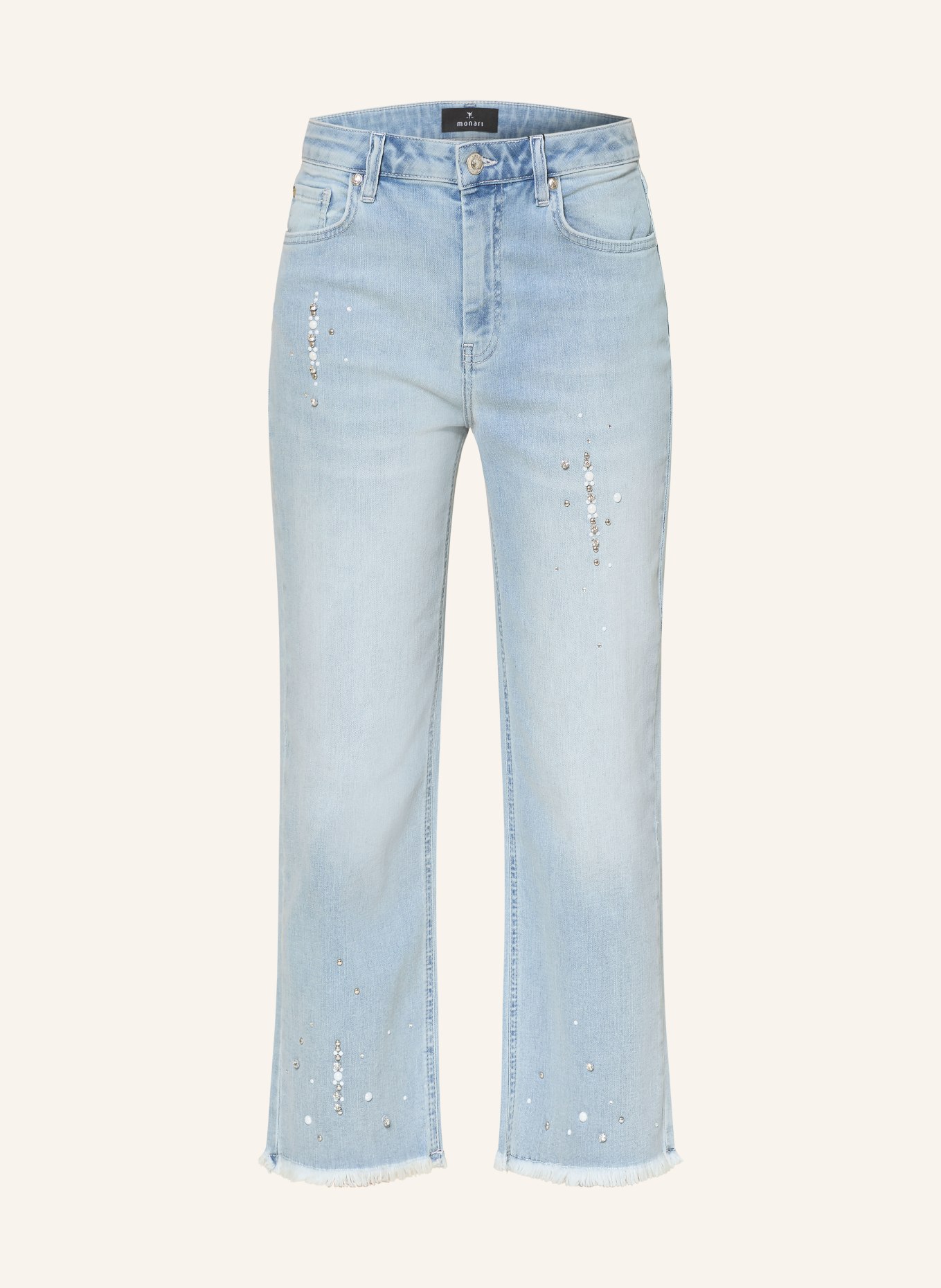 monari Cropped jeans met strass-steentjes: 752 light denim