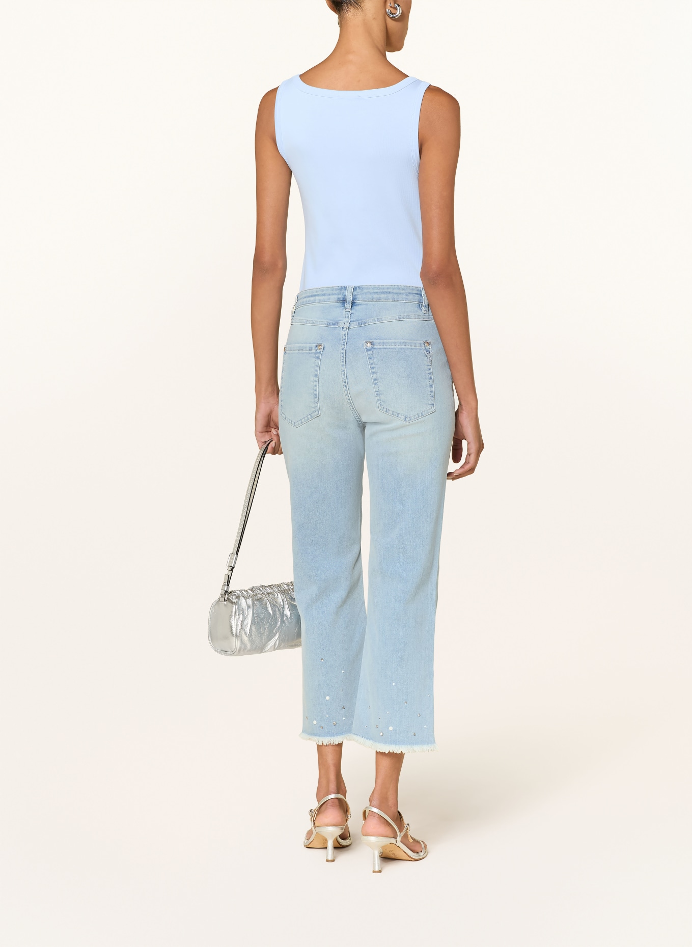 monari Cropped jeans met strass-steentjes: 752 light denim