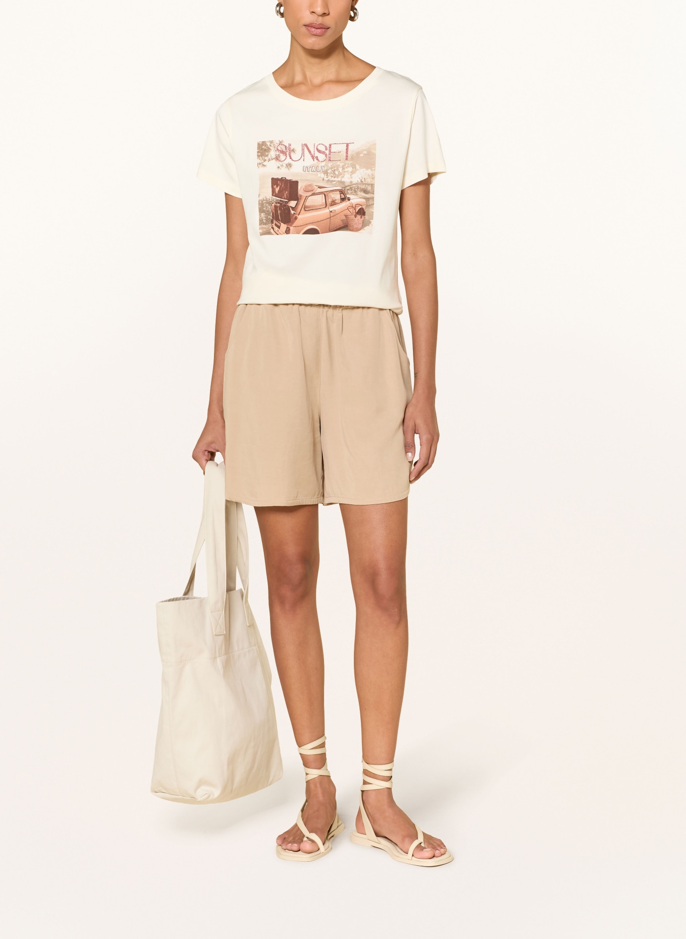 monari T-shirt avec strass: CRÈME