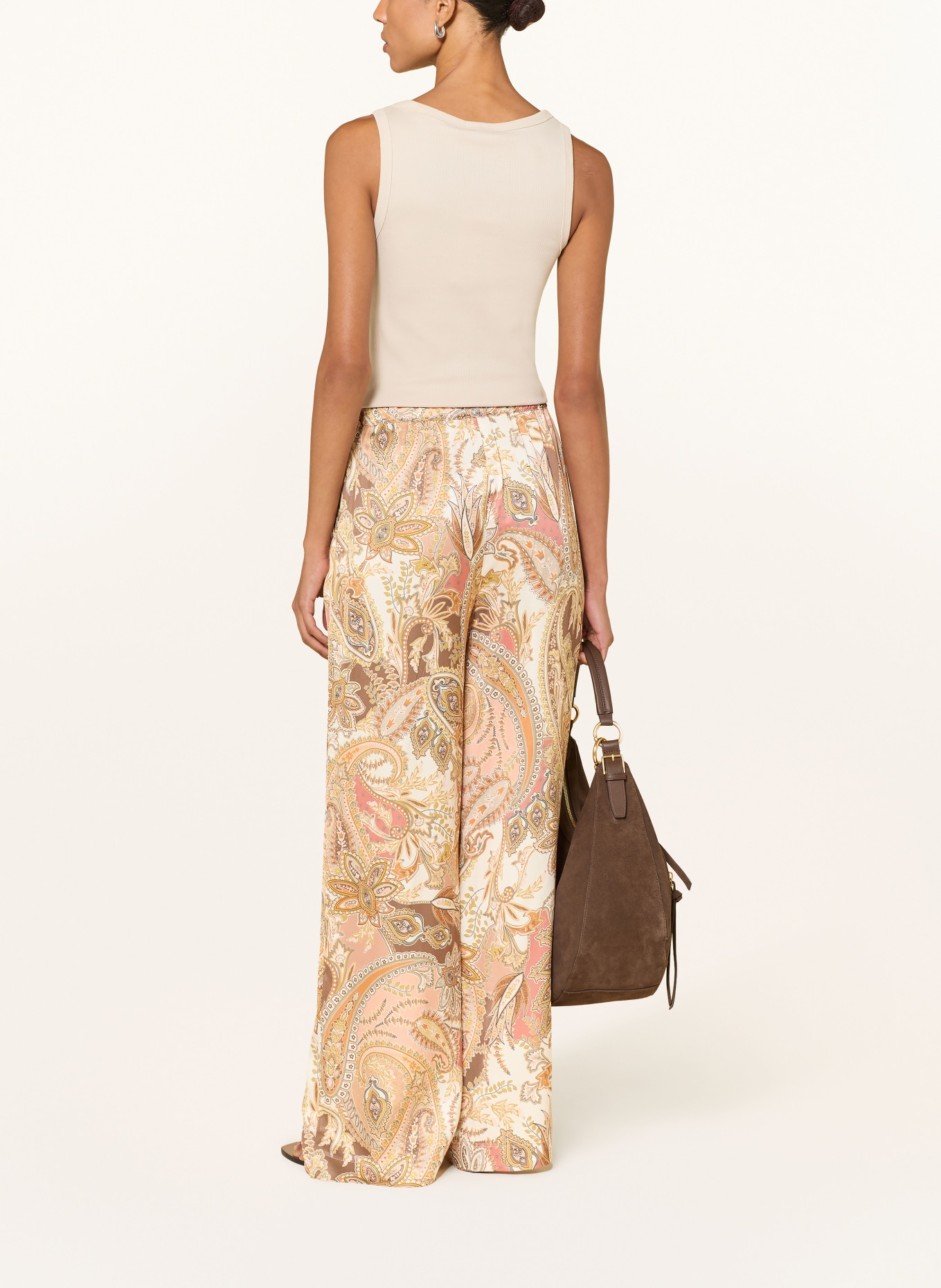 monari Pantalon Marlene en satin: ORANGE FONCÉ / OR ROSÉ / MARRON