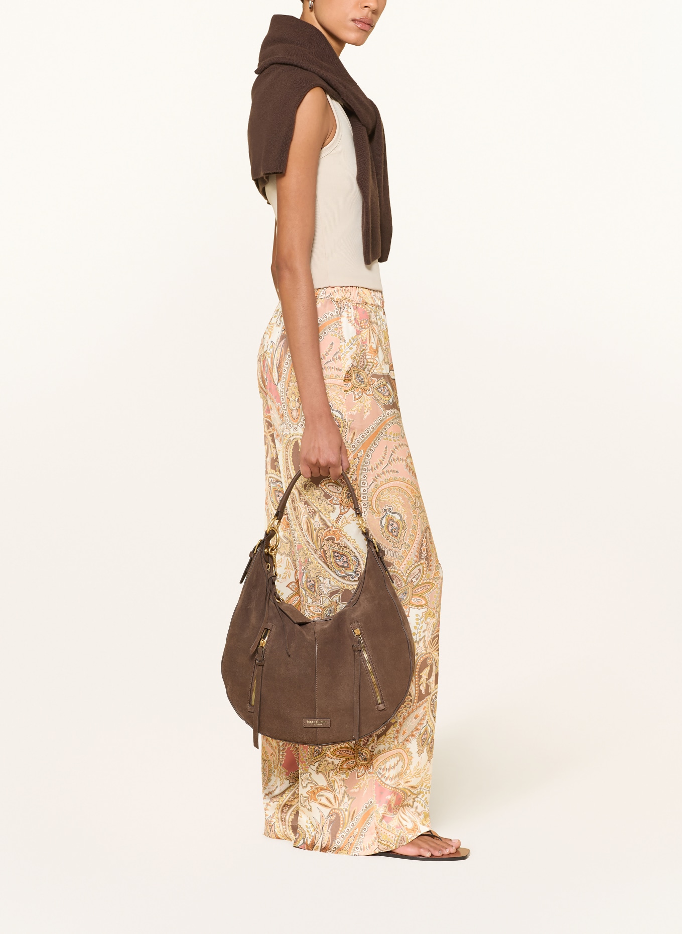 monari Pantalon Marlene en satin: ORANGE FONCÉ / OR ROSÉ / MARRON