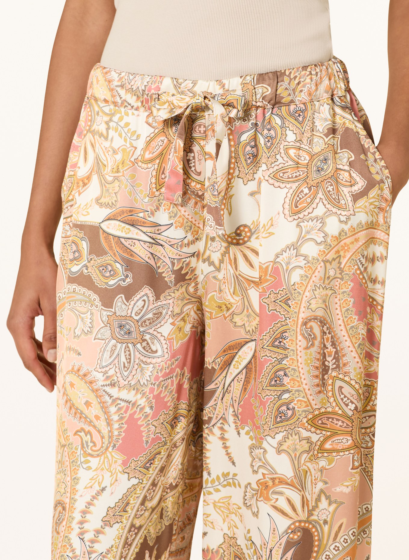 monari Pantalon Marlene en satin: ORANGE FONCÉ / OR ROSÉ / MARRON