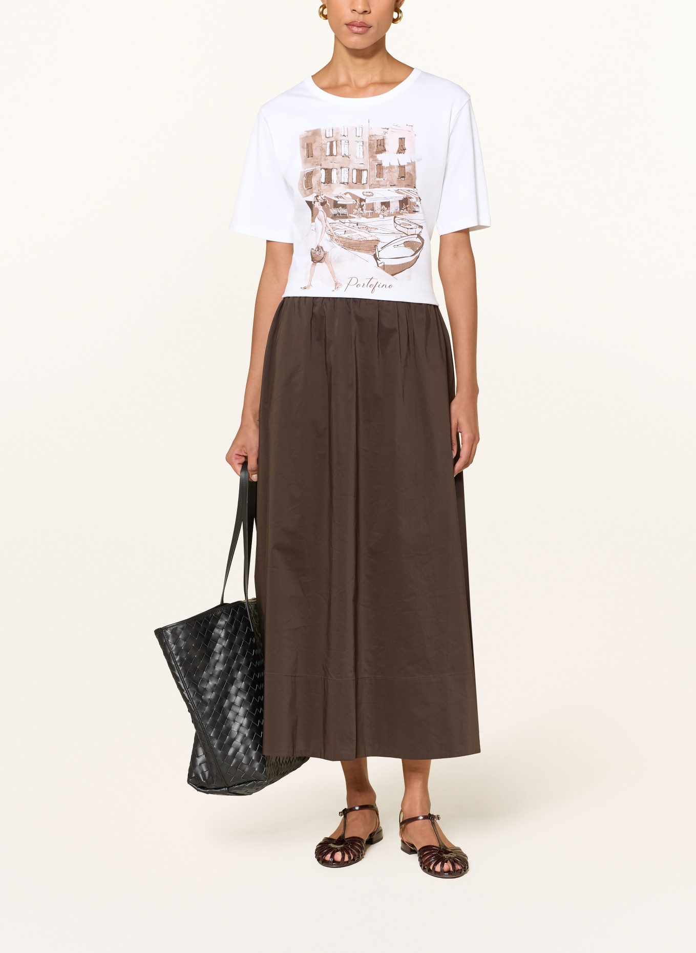 monari T-shirt avec strass: BLANC / MARRON