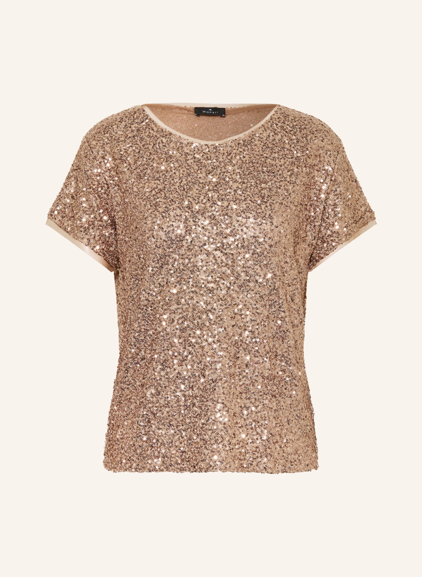 monari T-Shirt aus Mesh mit Pailletten: TAUPE