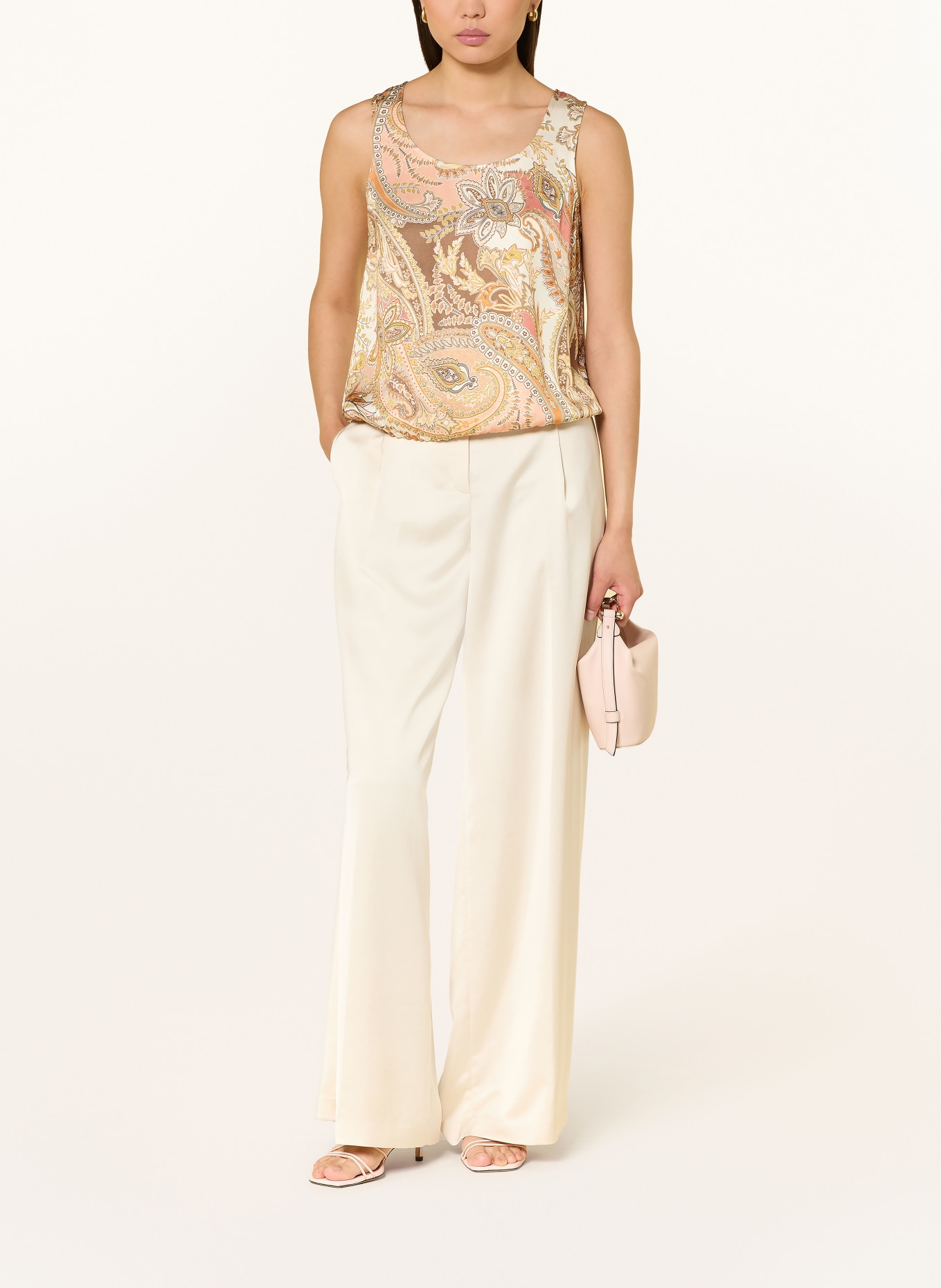 monari Haut chemisier en satin: CRÈME / TAUPE / SAUMON