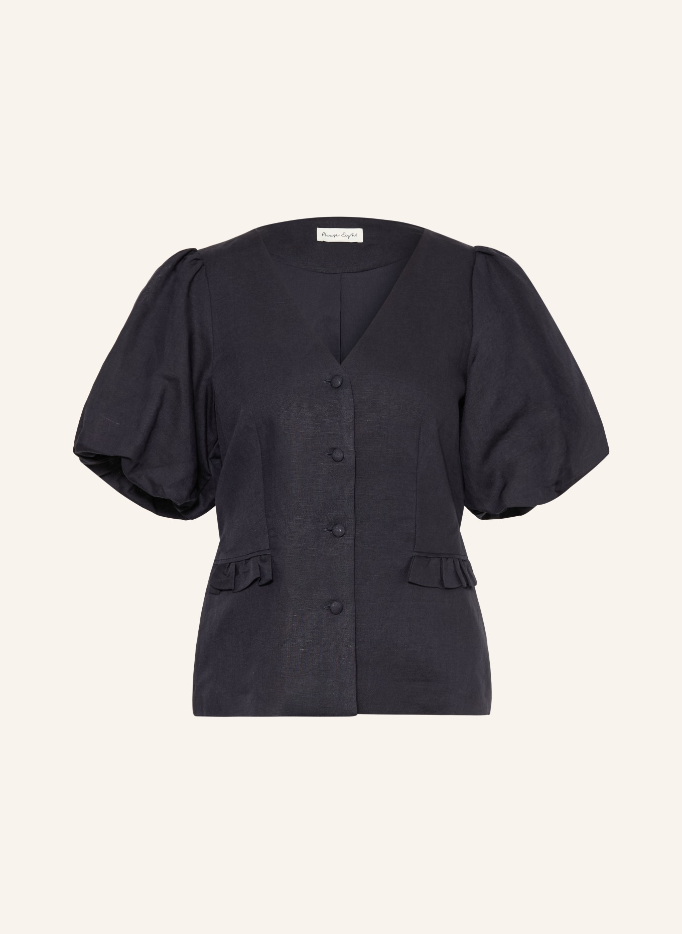 Phase Eight Bluse AUDREY mit Leinen und Rüschen: DUNKELBLAU