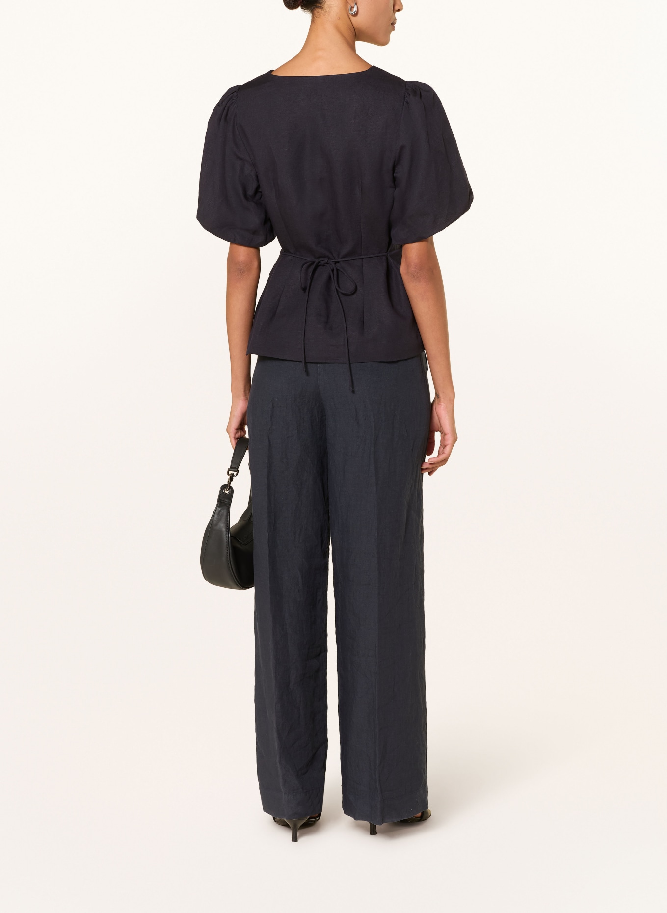 Phase Eight Bluse AUDREY mit Leinen und Rüschen: DUNKELBLAU