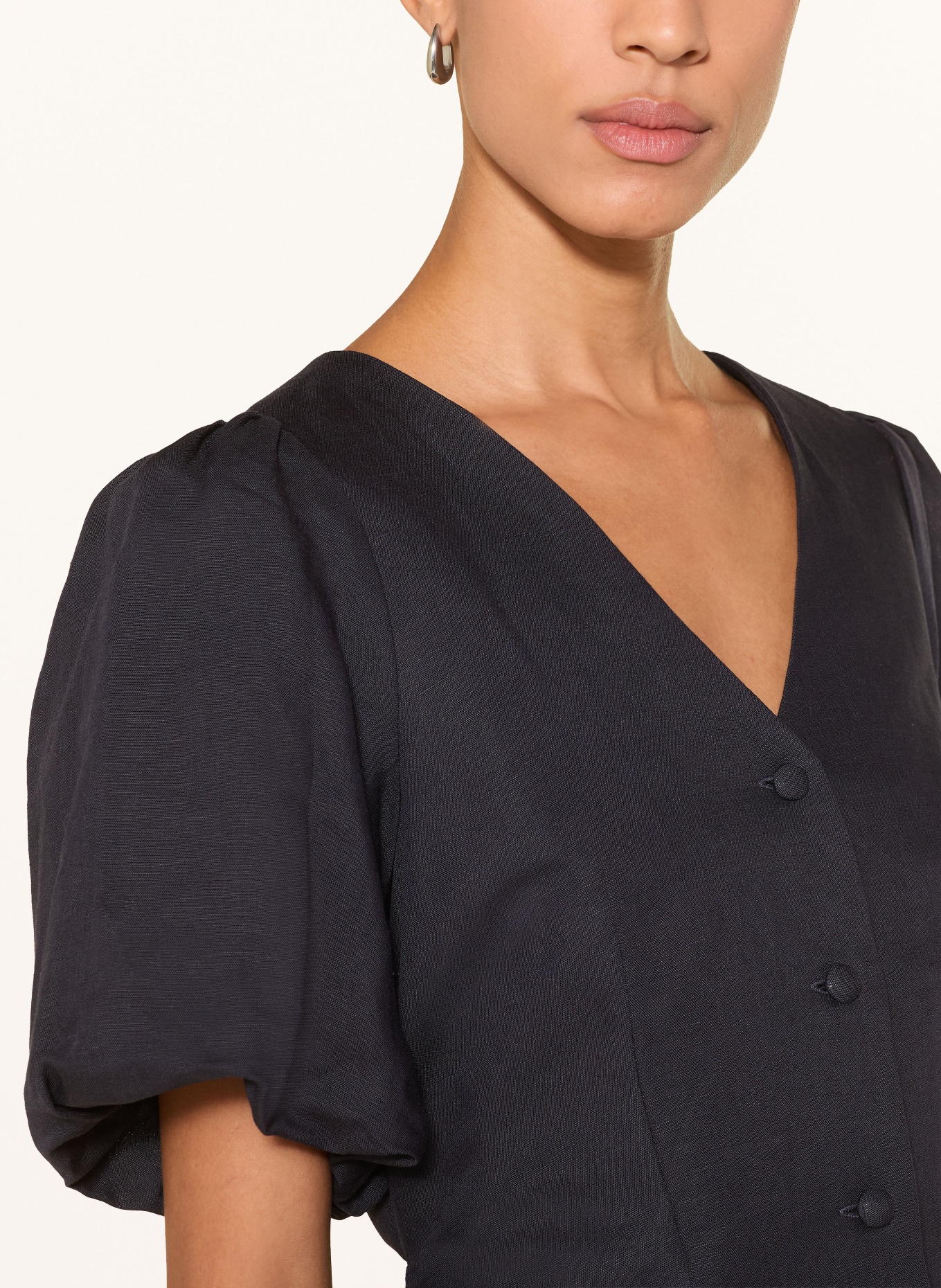 Phase Eight Bluse AUDREY mit Leinen und Rüschen: DUNKELBLAU