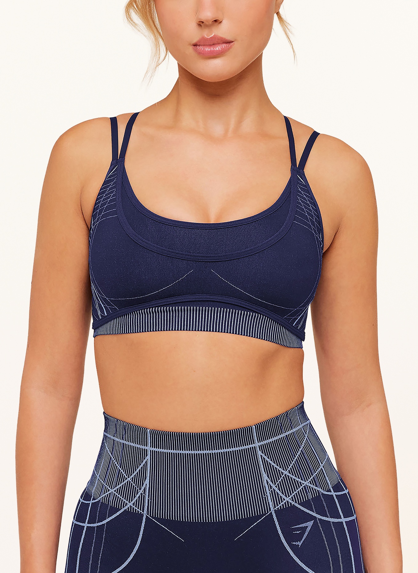 GYMSHARK Sport-BH APEX SEAMLESS: DUNKELBLAU / HELLBLAU