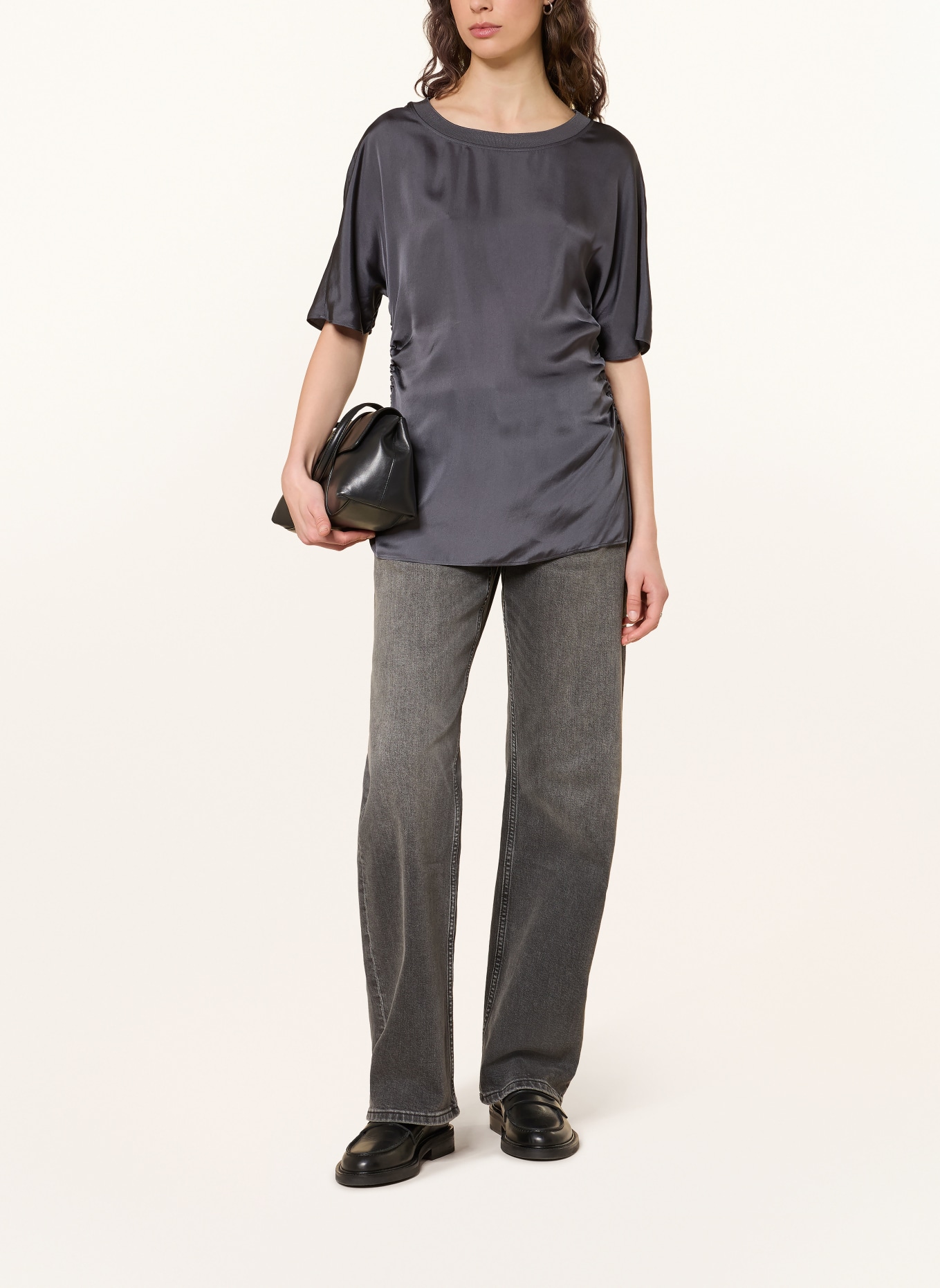 ARKET Bluzka z satyny: CZIEMNOSZARY