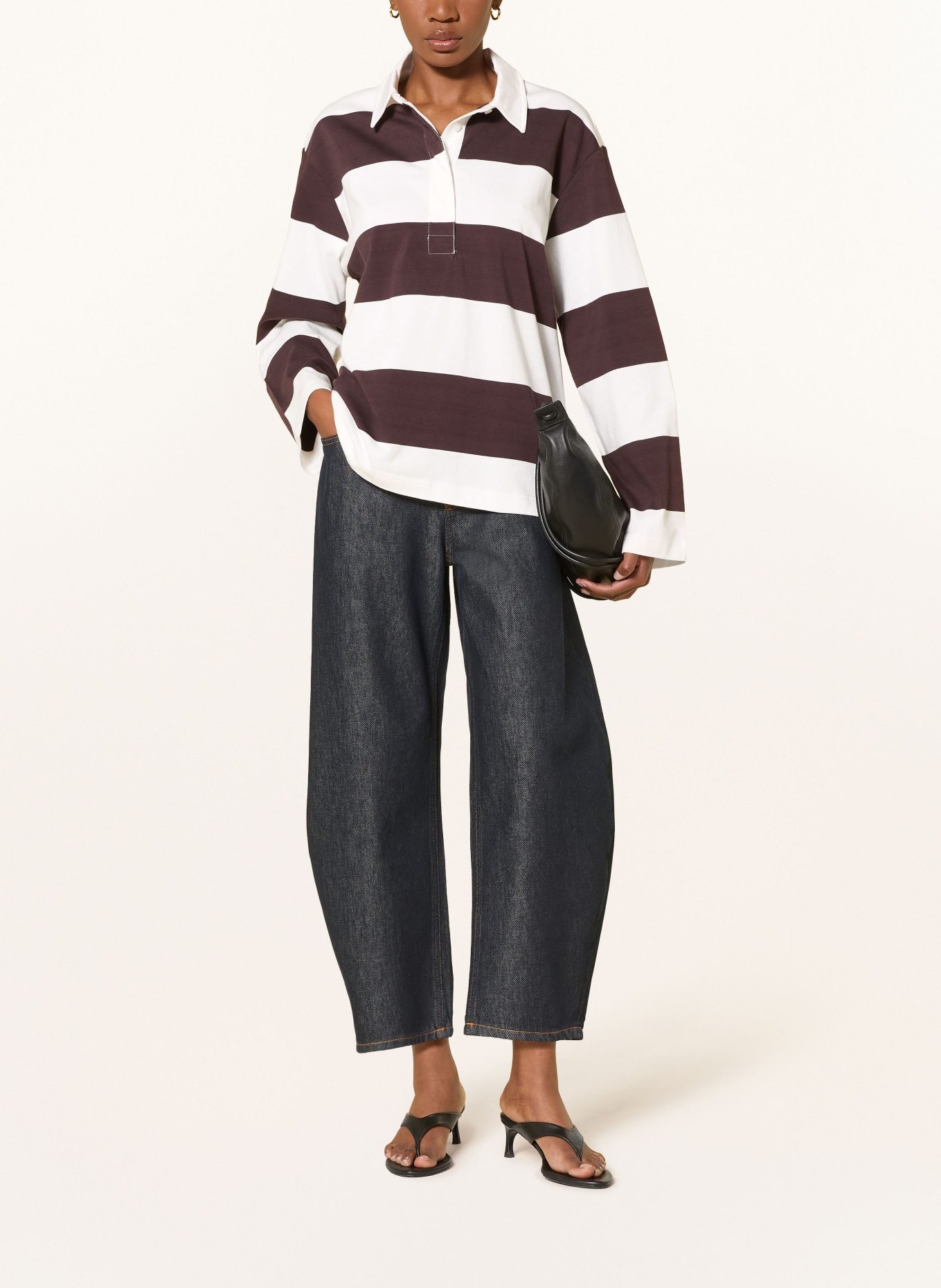 ARKET Polo en jersey: BLANC / MARRON FONCÉ