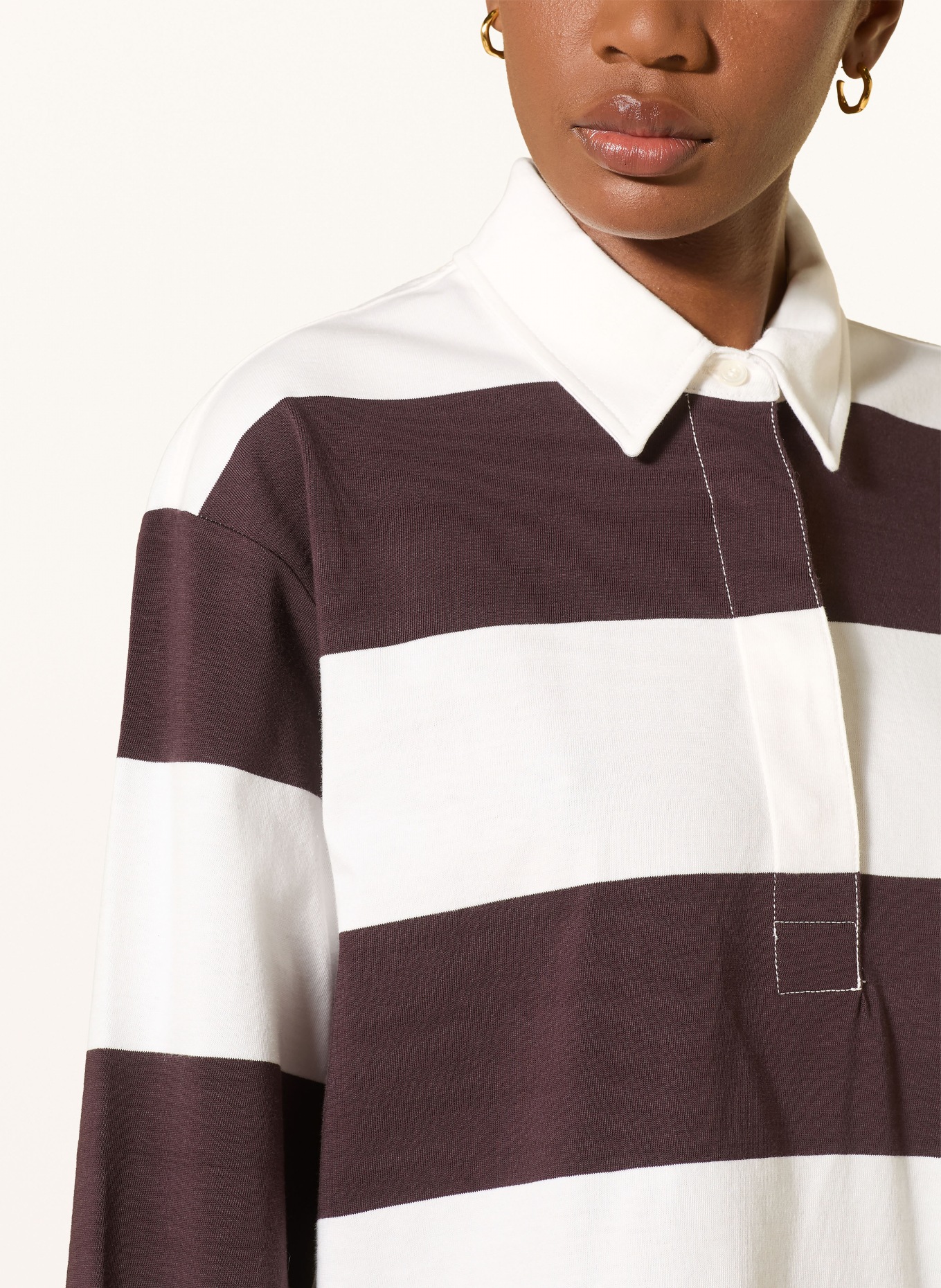 ARKET Polo en jersey: BLANC / MARRON FONCÉ