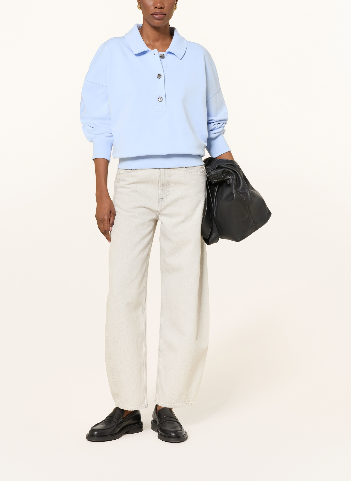 ARKET FLORA Jersey Polo Shirt: LIGHT BLUE