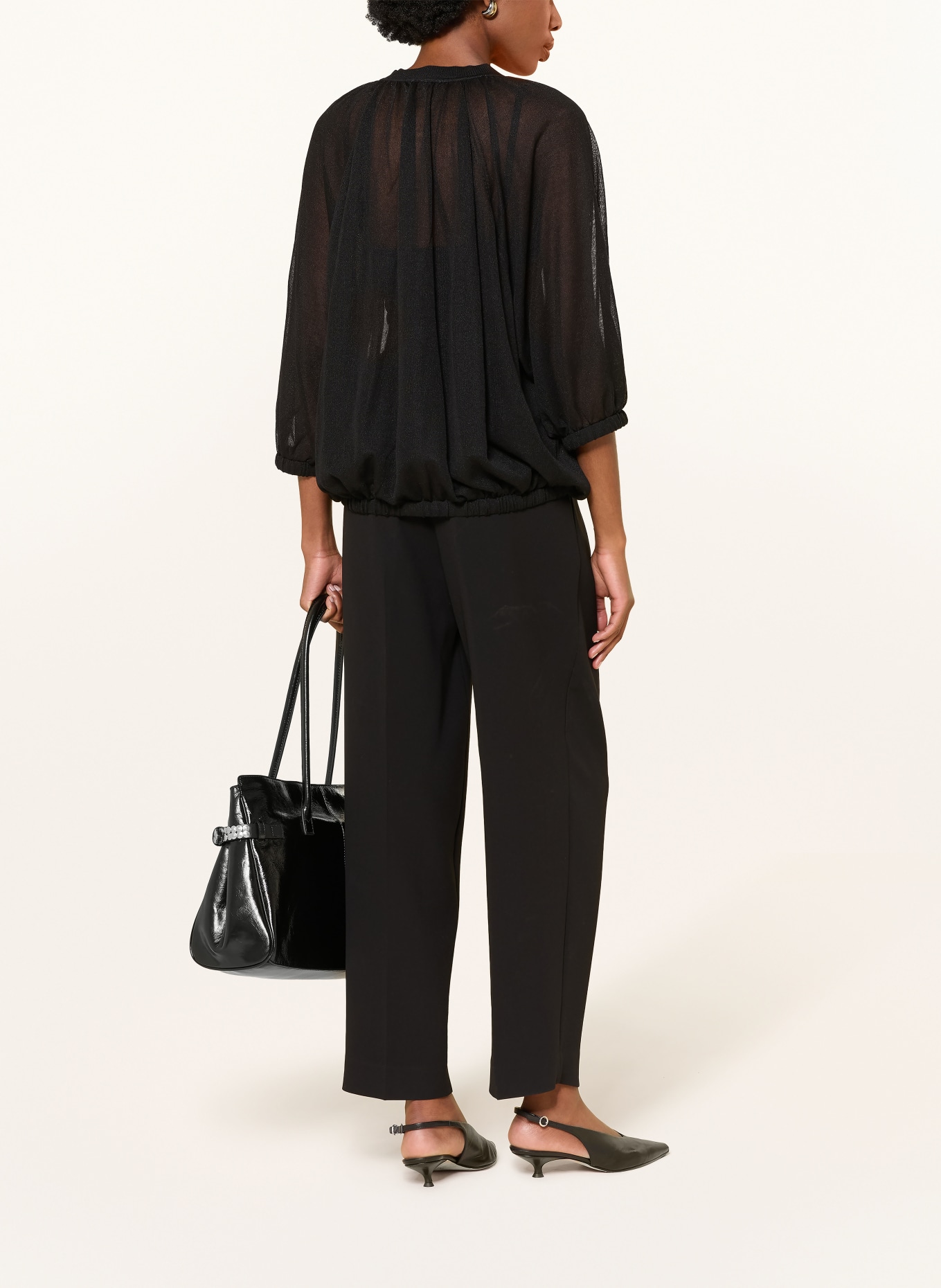 ARKET Strick-Blusenshirt mit 3/4-Arm: SCHWARZ