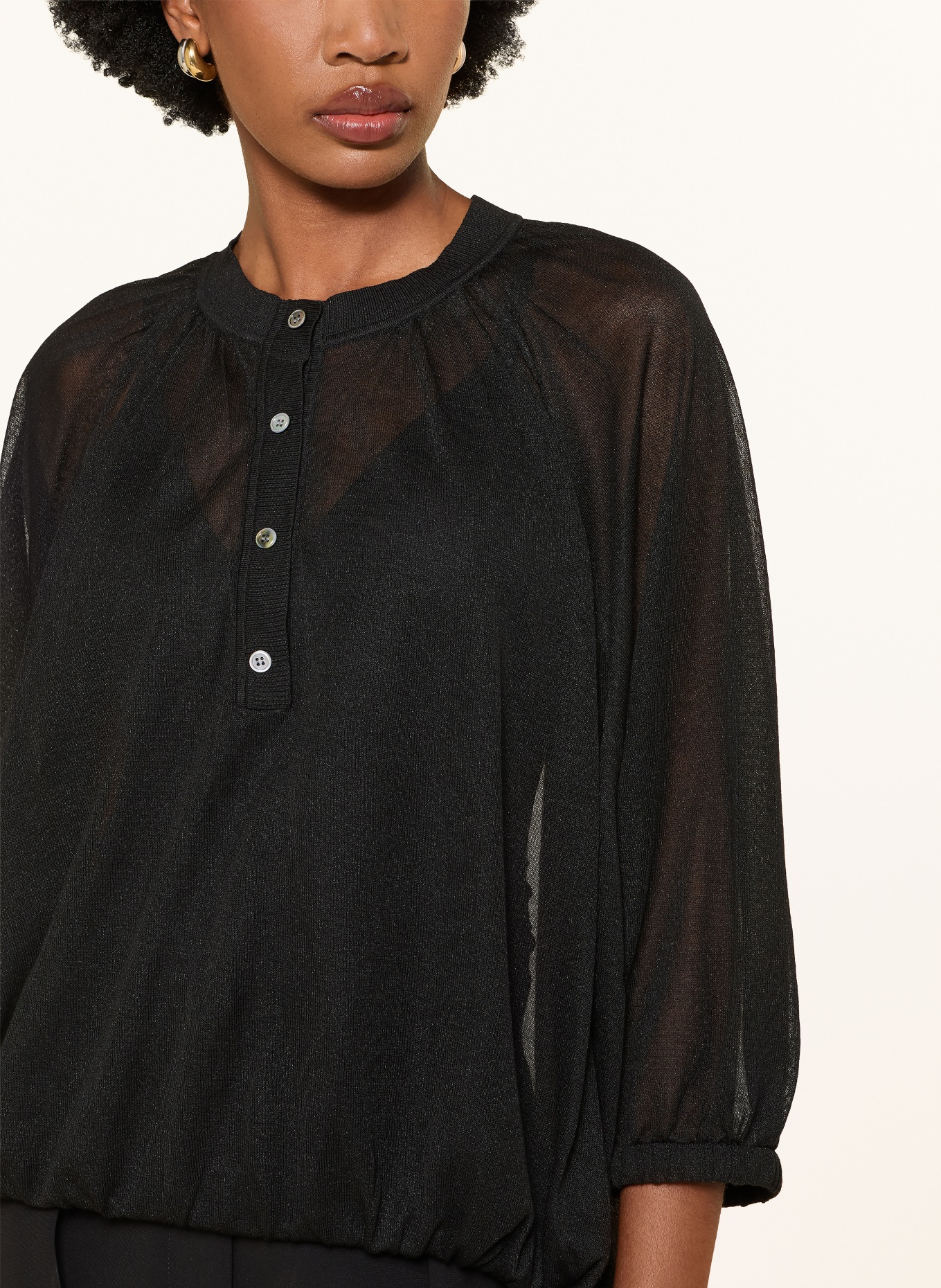 ARKET Strick-Blusenshirt mit 3/4-Arm: SCHWARZ