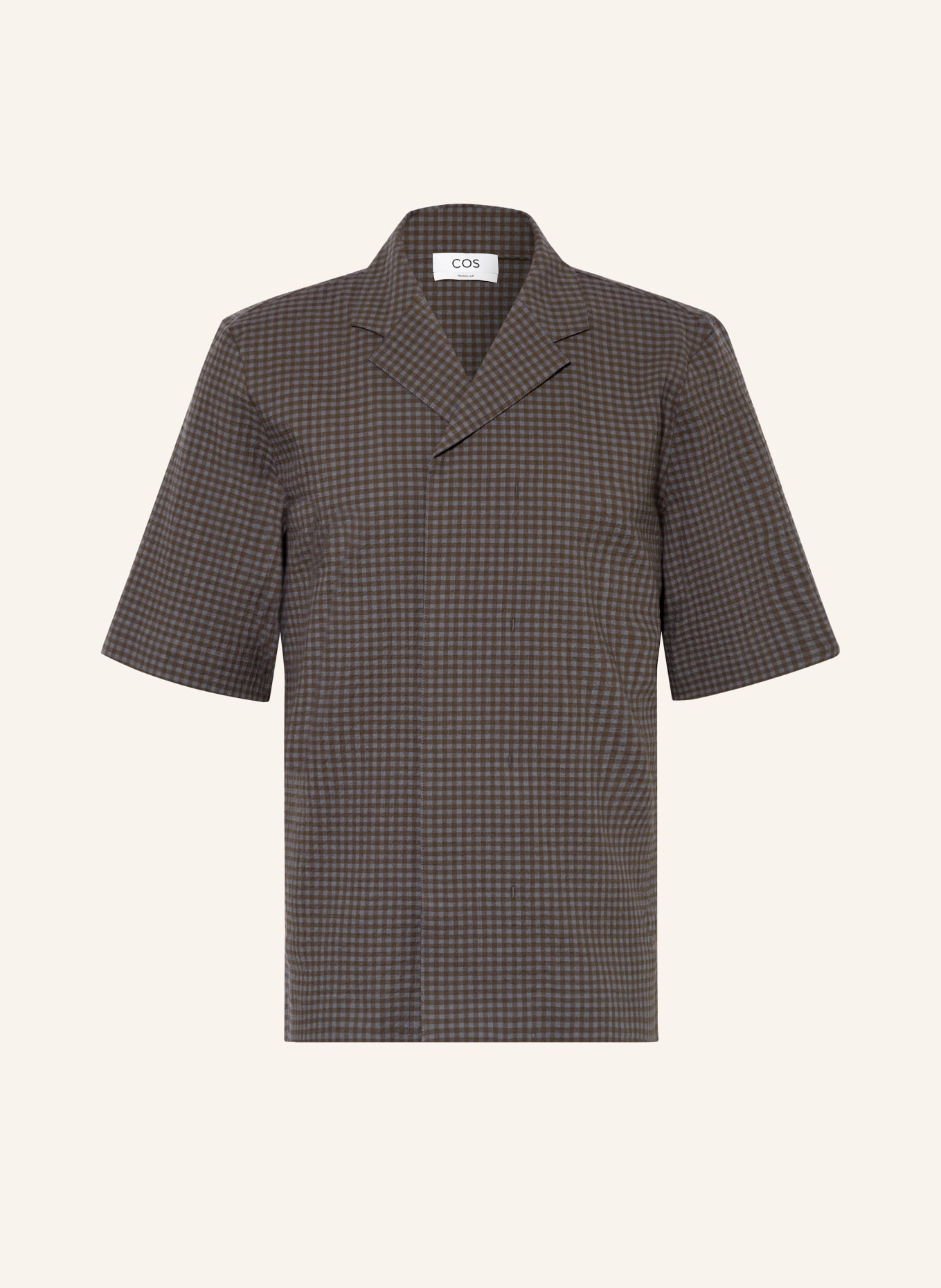 COS Košile na dovolenou, regular fit: TMAVĚ ŠEDÁ / TMAVĚ HNĚDÁ