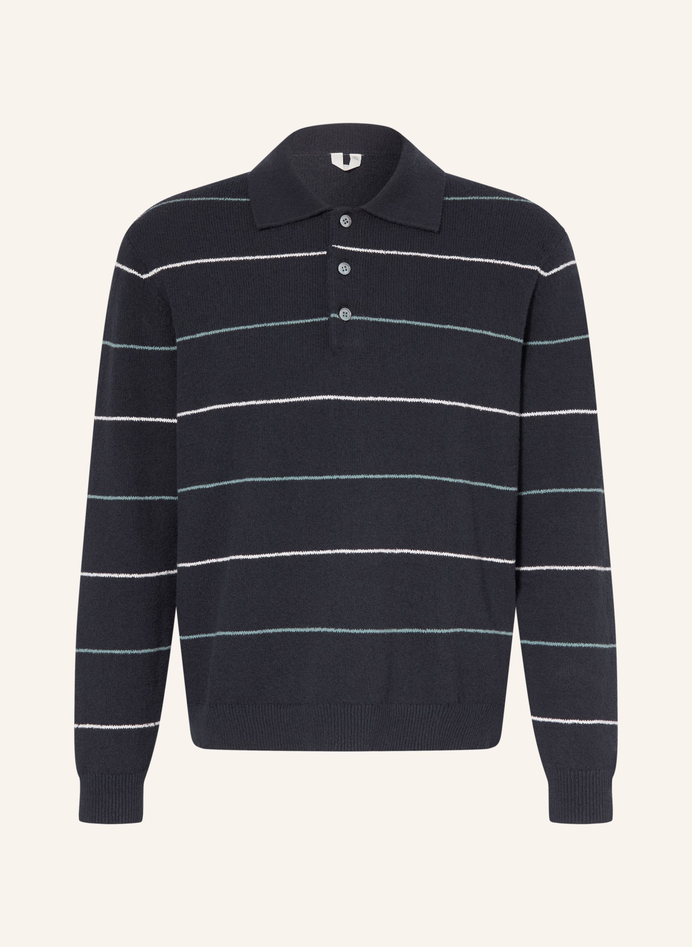 ARKET Gebreid poloshirt: DONKERBLAUW / MINT / WIT