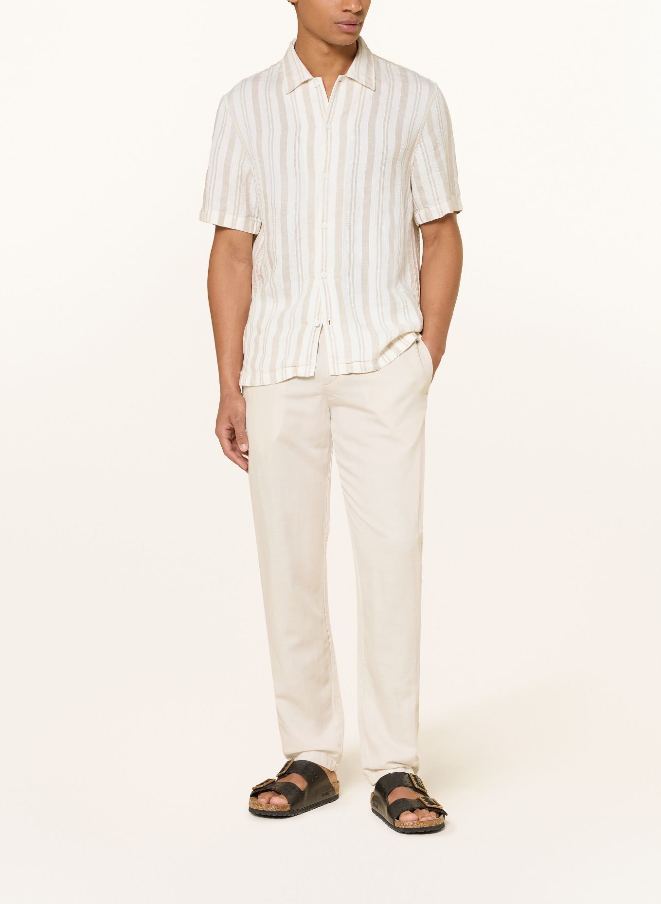 Marc O'Polo Kurzarm-Hemd Regular Fit aus Leinen: CREME / BEIGE