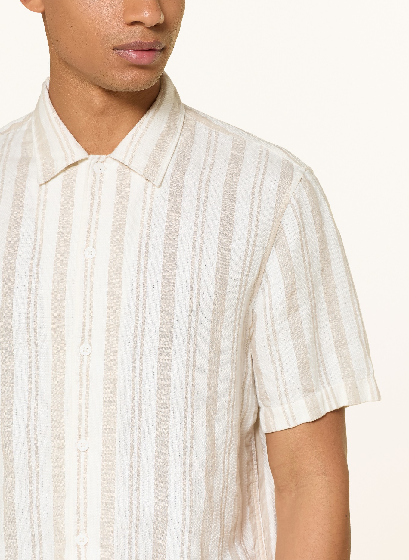 Marc O'Polo Kurzarm-Hemd Regular Fit aus Leinen: CREME / BEIGE
