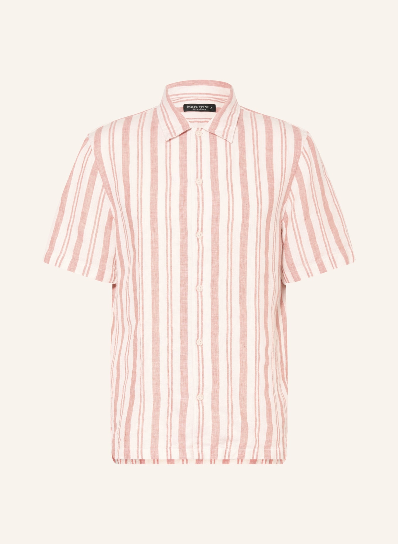 Marc O'Polo Kurzarm-Hemd Regular Fit aus Leinen: WEISS / ROSÉ
