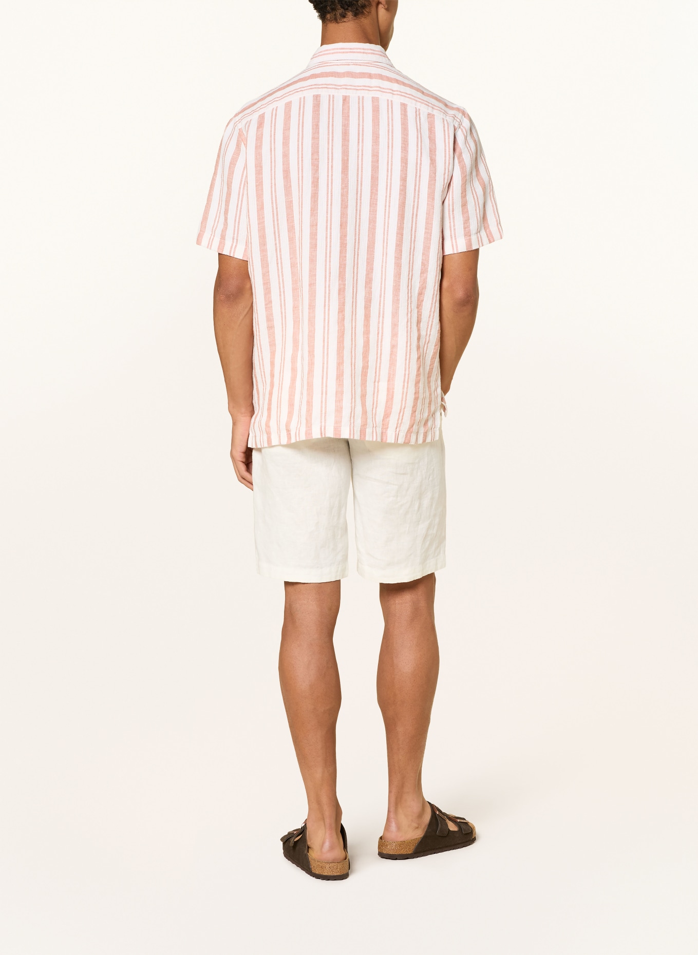 Marc O'Polo Kurzarm-Hemd Regular Fit aus Leinen: WEISS / ROSÉ