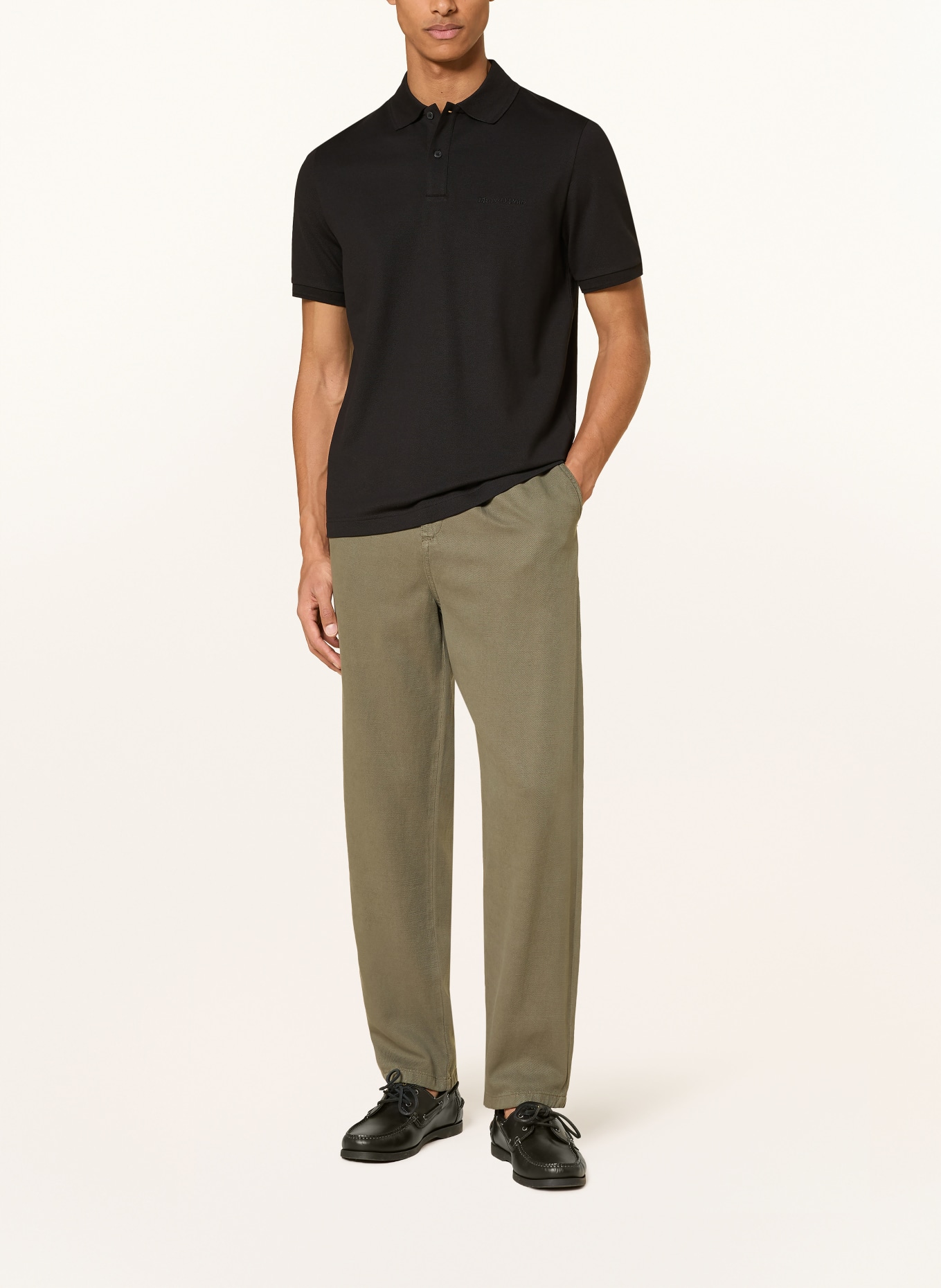 Marc O'Polo Polo en jersey, coupe classique: NOIR