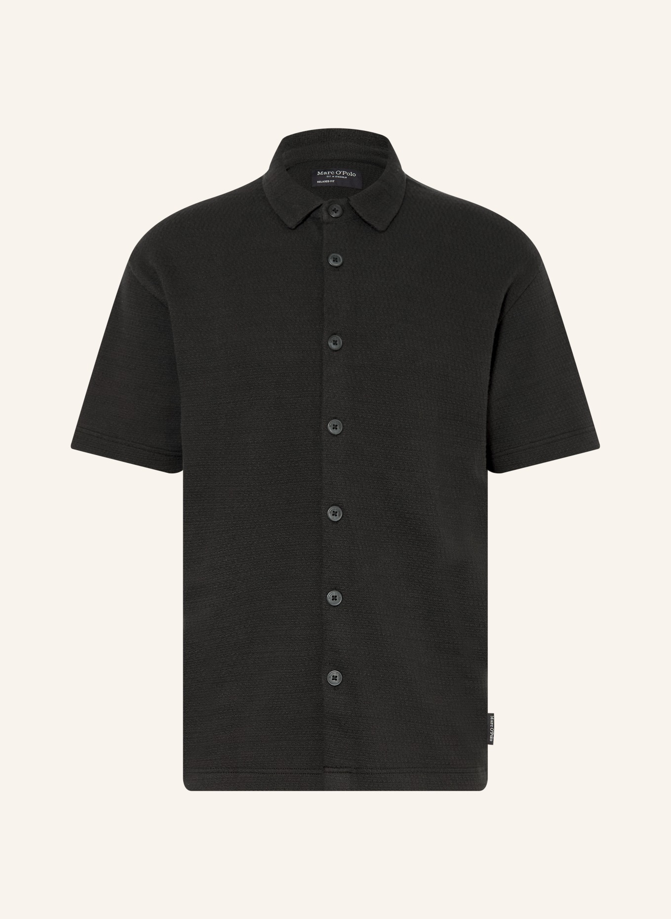Marc O'Polo Kurzarm-Hemd Relaxed Fit aus Jersey: SCHWARZ