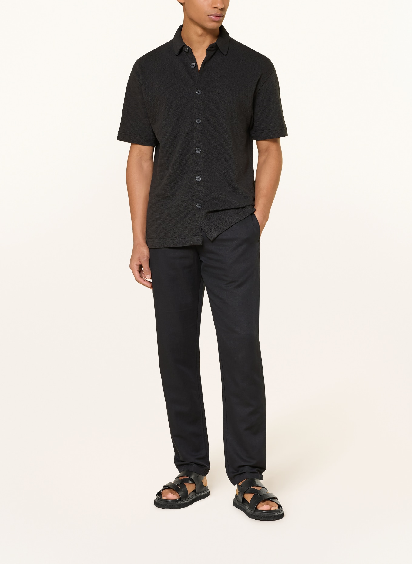 Marc O'Polo Kurzarm-Hemd Relaxed Fit aus Jersey: SCHWARZ