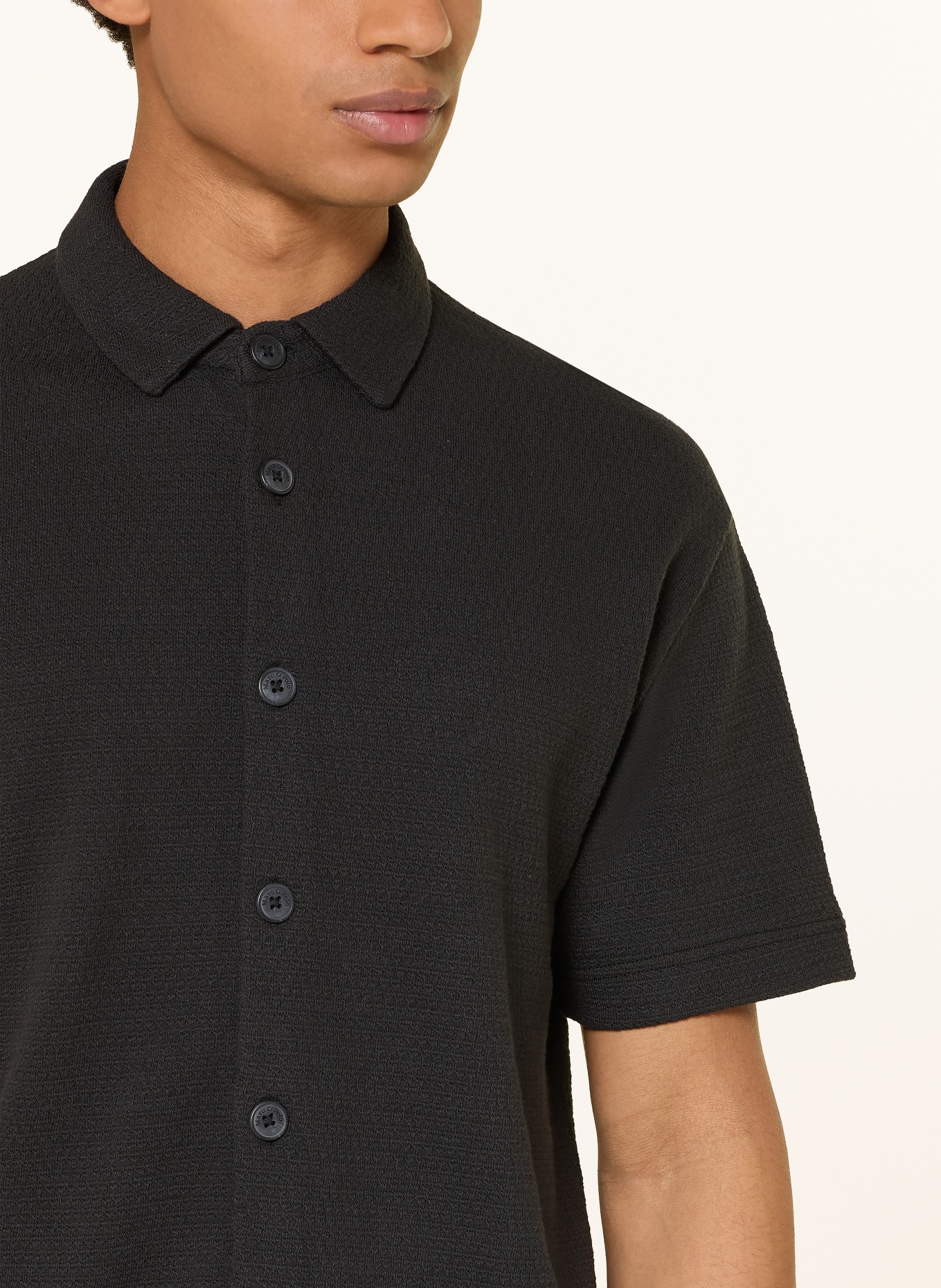 Marc O'Polo Kurzarm-Hemd Relaxed Fit aus Jersey: SCHWARZ