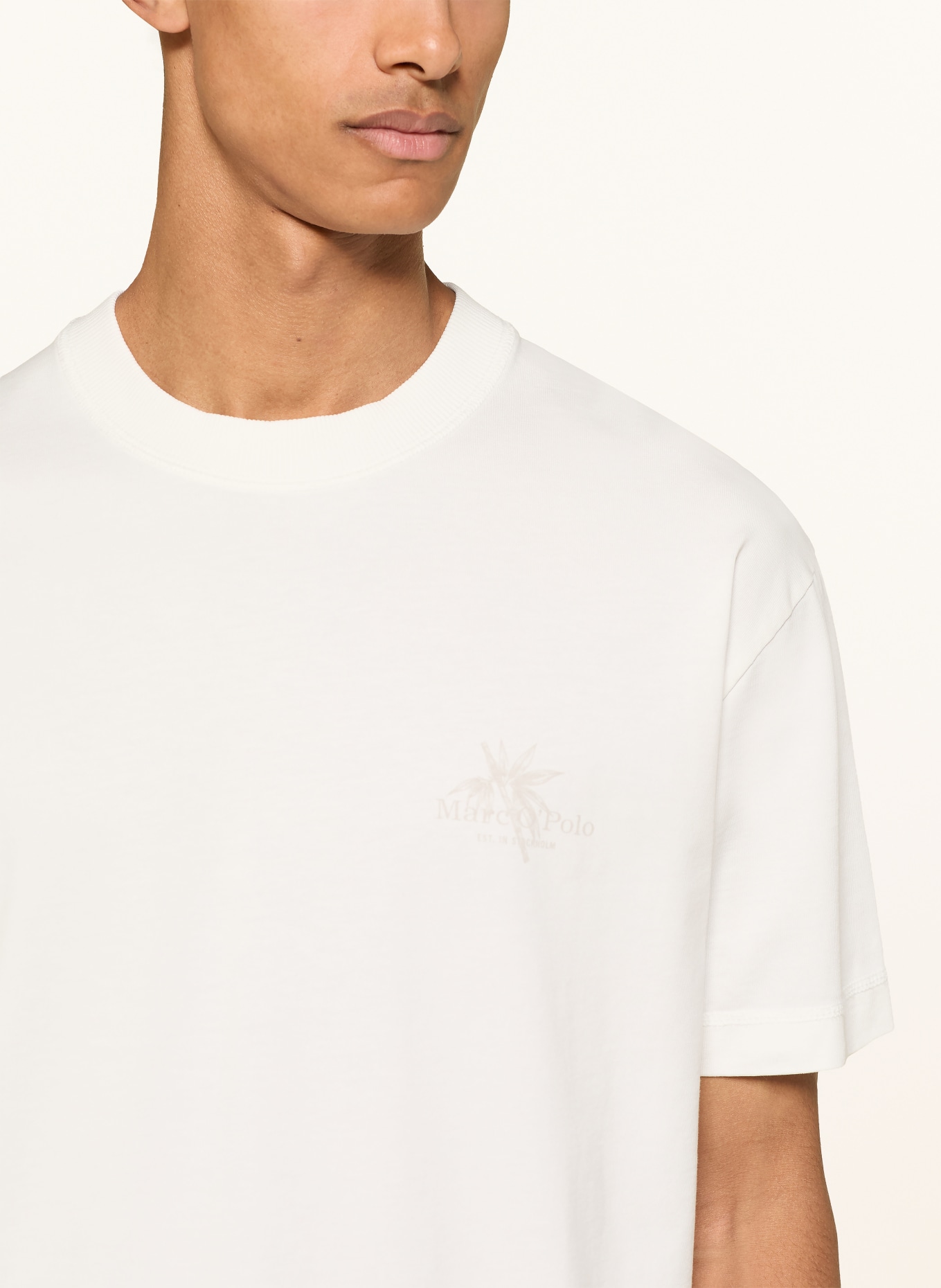 Marc O'Polo T-Shirt: WEISS / HELLBRAUN