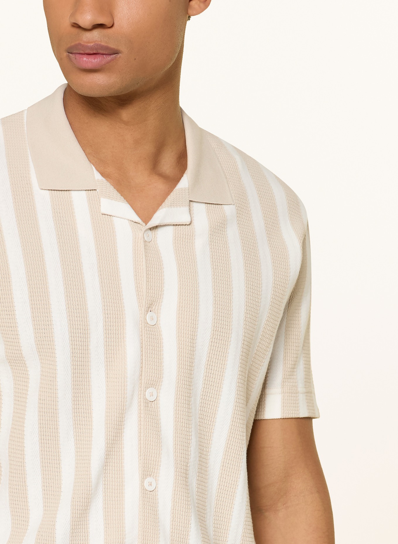 Marc O'Polo Resorthemd Regular Fit aus Jersey: BEIGE / CREME