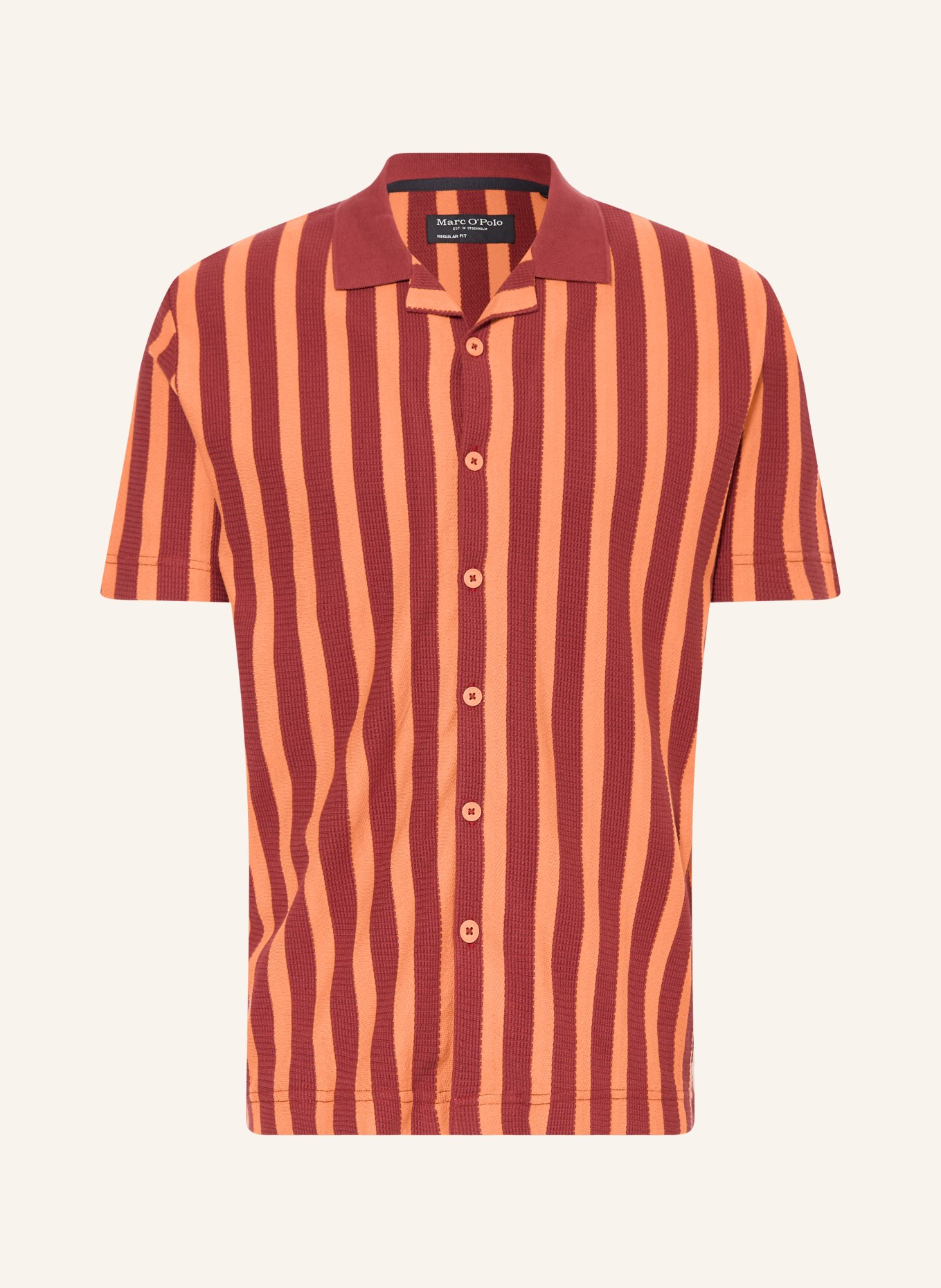 Marc O'Polo Resorthemd Regular Fit aus Jersey: DUNKELROT / ORANGE