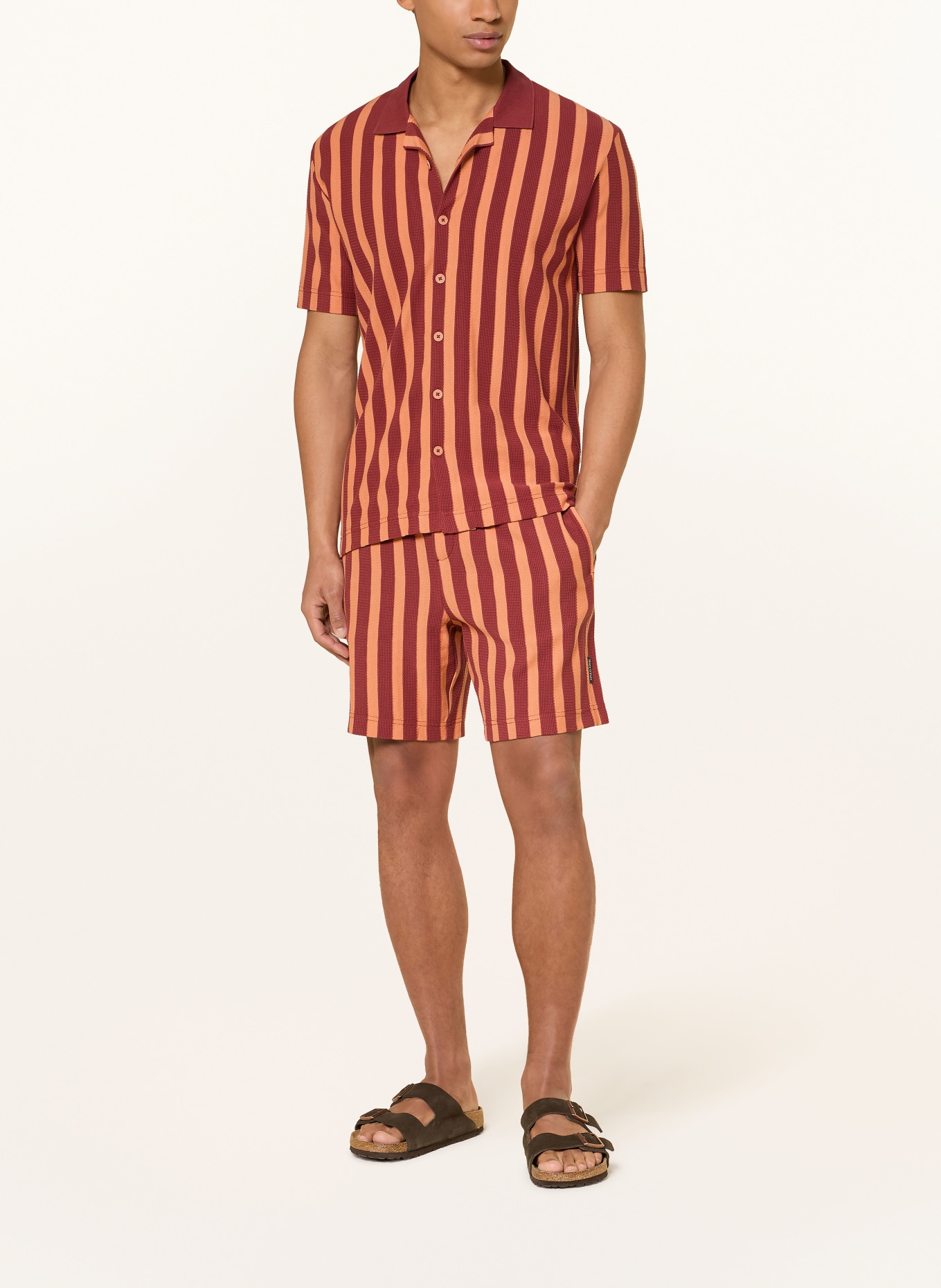 Marc O'Polo Resorthemd Regular Fit aus Jersey: DUNKELROT / ORANGE
