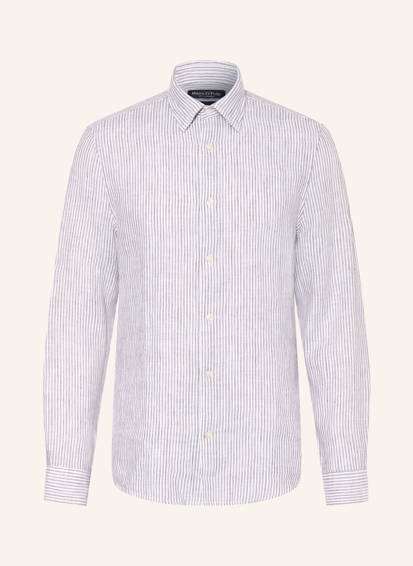 Marc O'Polo Regular-Fit Linen Shirt: WHITE / GRAY