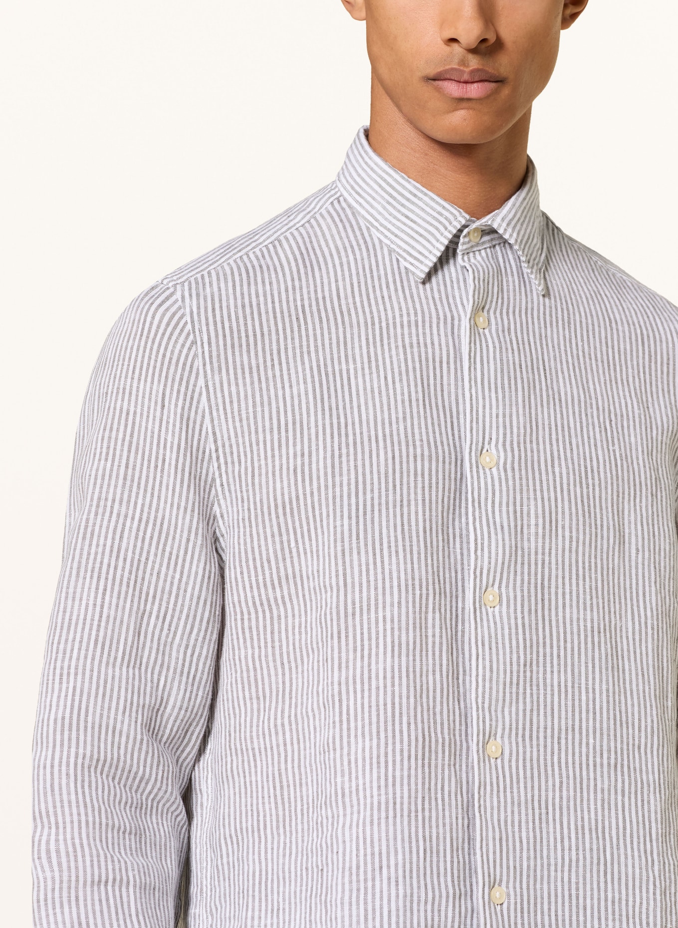 Marc O'Polo Regular-Fit Linen Shirt: WHITE / GRAY