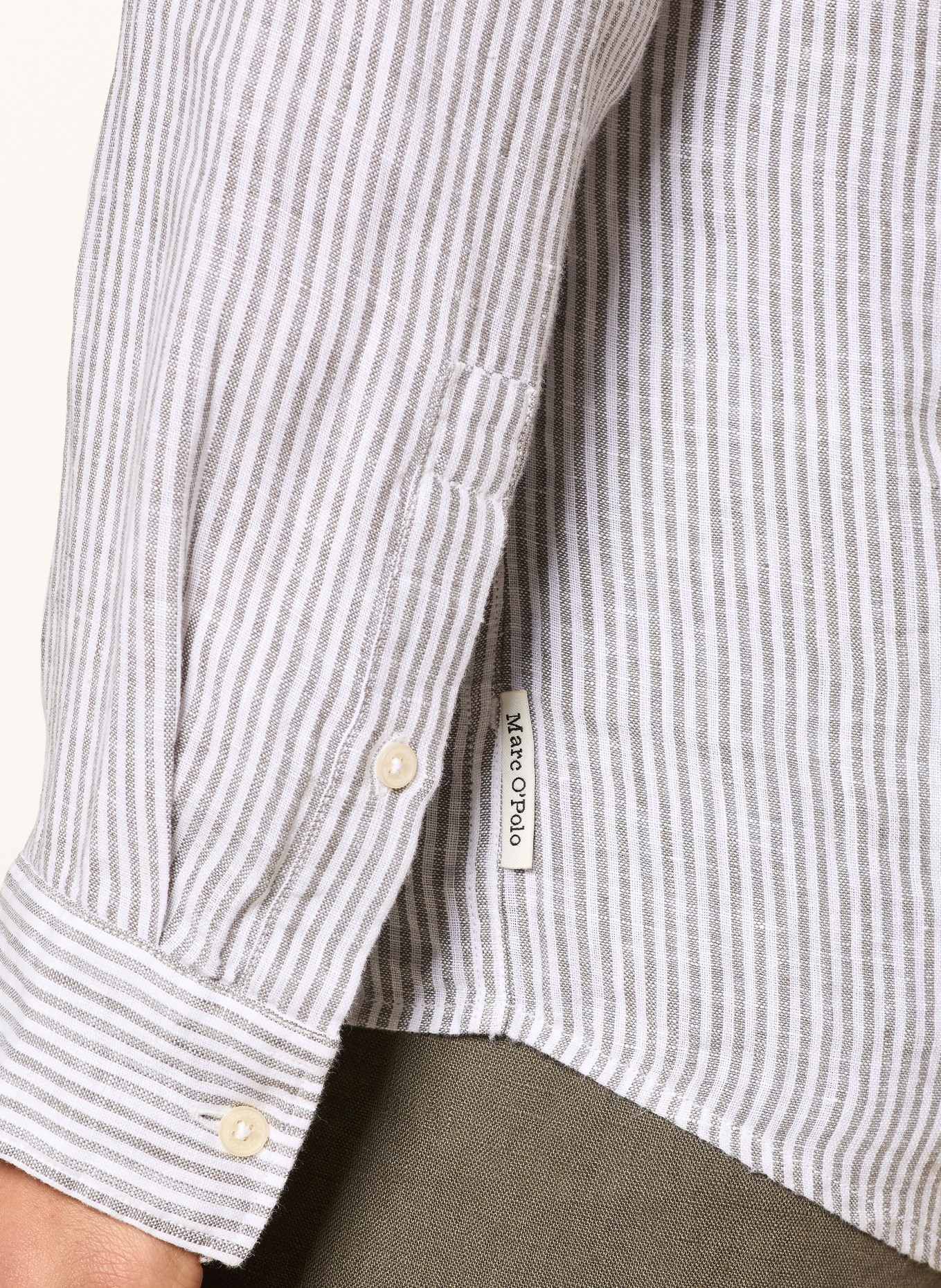 Marc O'Polo Regular-Fit Linen Shirt: WHITE / GRAY