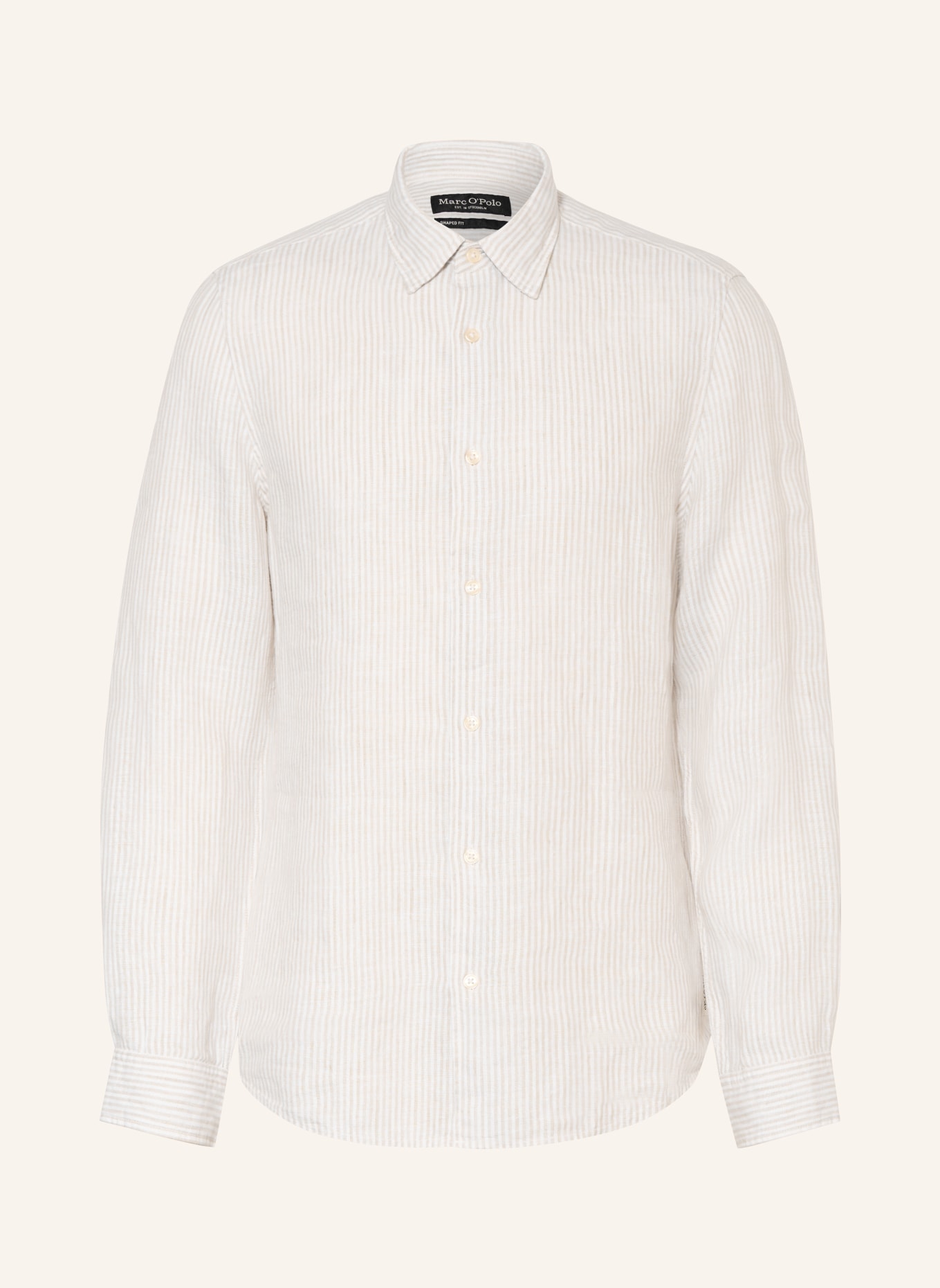 Marc O'Polo Linnen overhemd met normale pasvorm: WIT / LICHTBRUIN