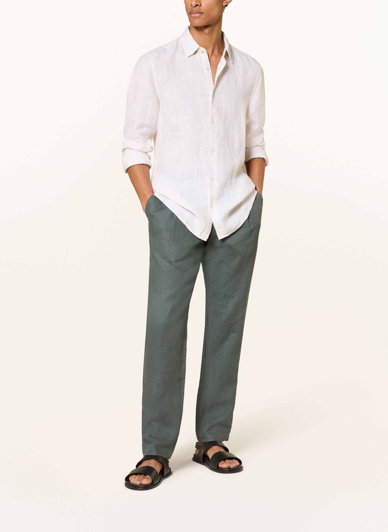 Marc O'Polo Linnen overhemd met normale pasvorm: WIT / LICHTBRUIN