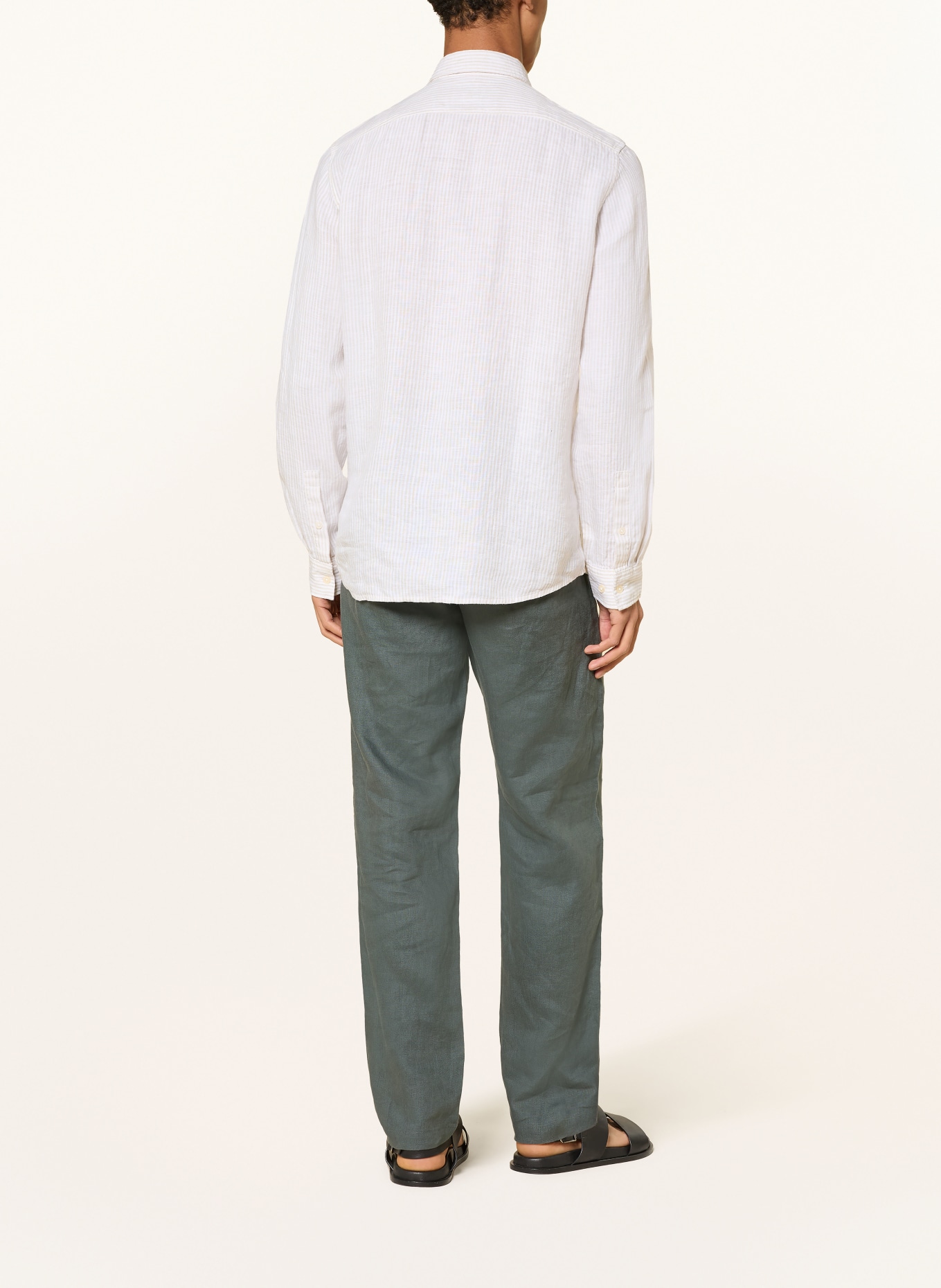 Marc O'Polo Linnen overhemd met normale pasvorm: WIT / LICHTBRUIN