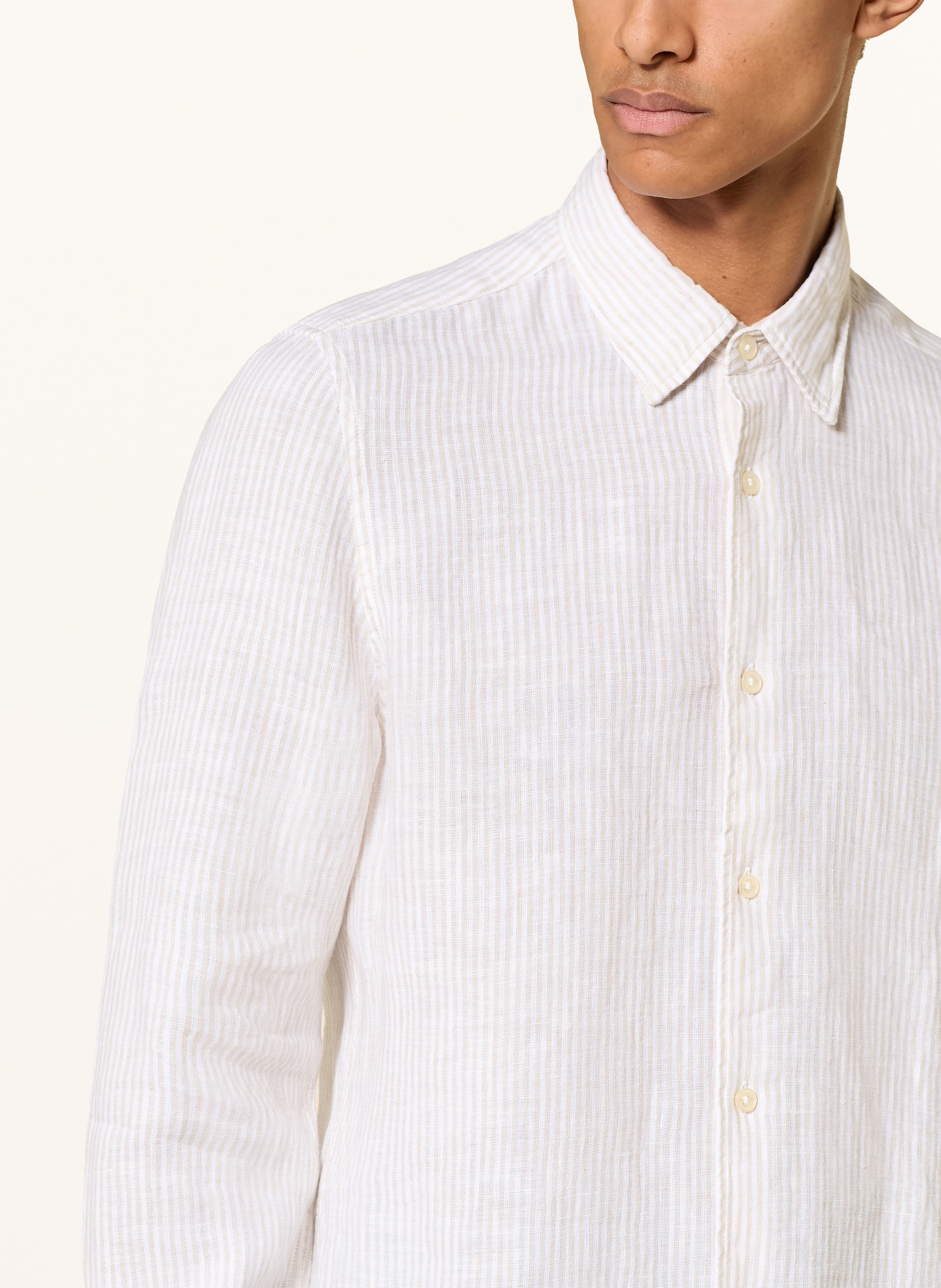 Marc O'Polo Linnen overhemd met normale pasvorm: WIT / LICHTBRUIN